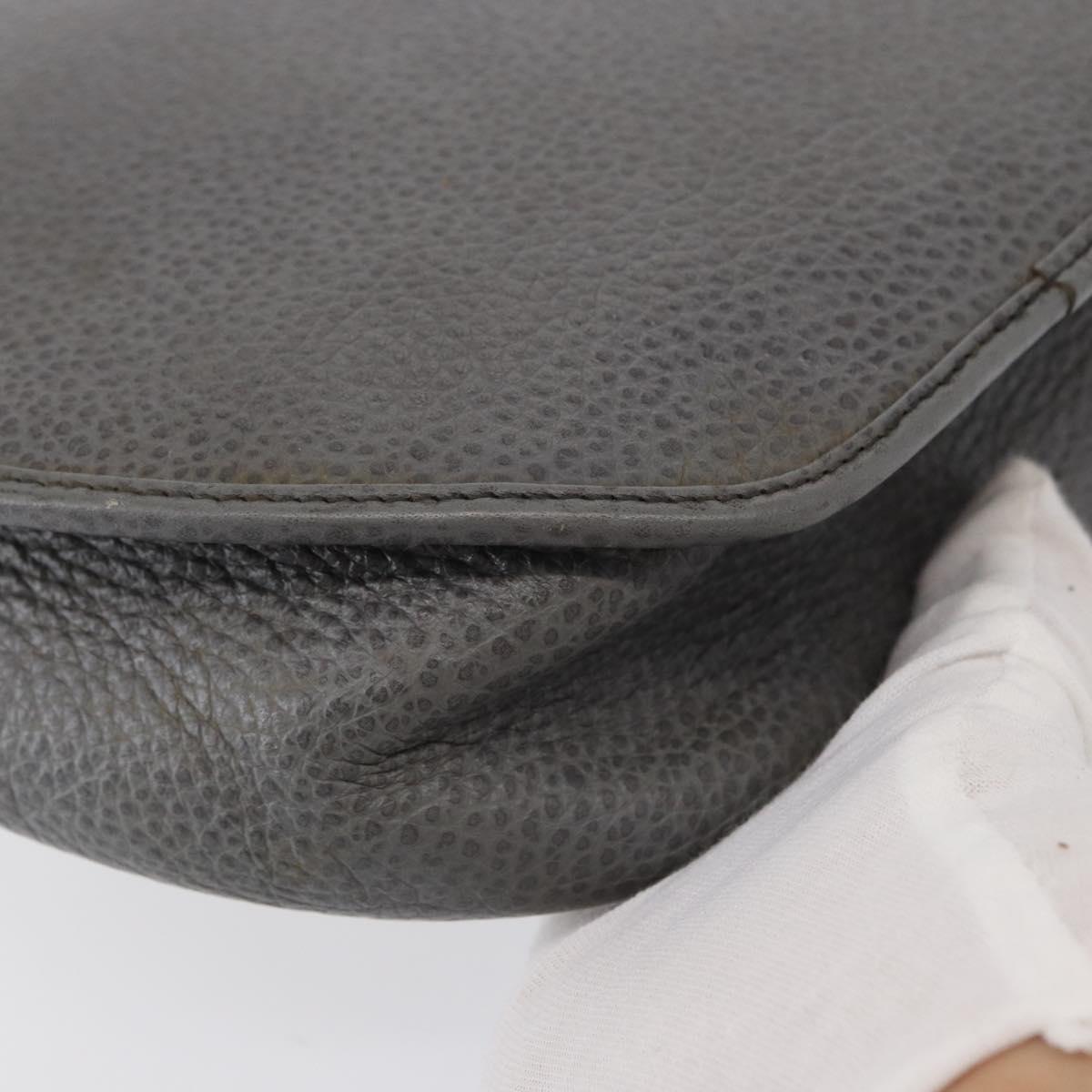 Christian Dior Shoulder Bag Leather Gray Gold Auth ka078