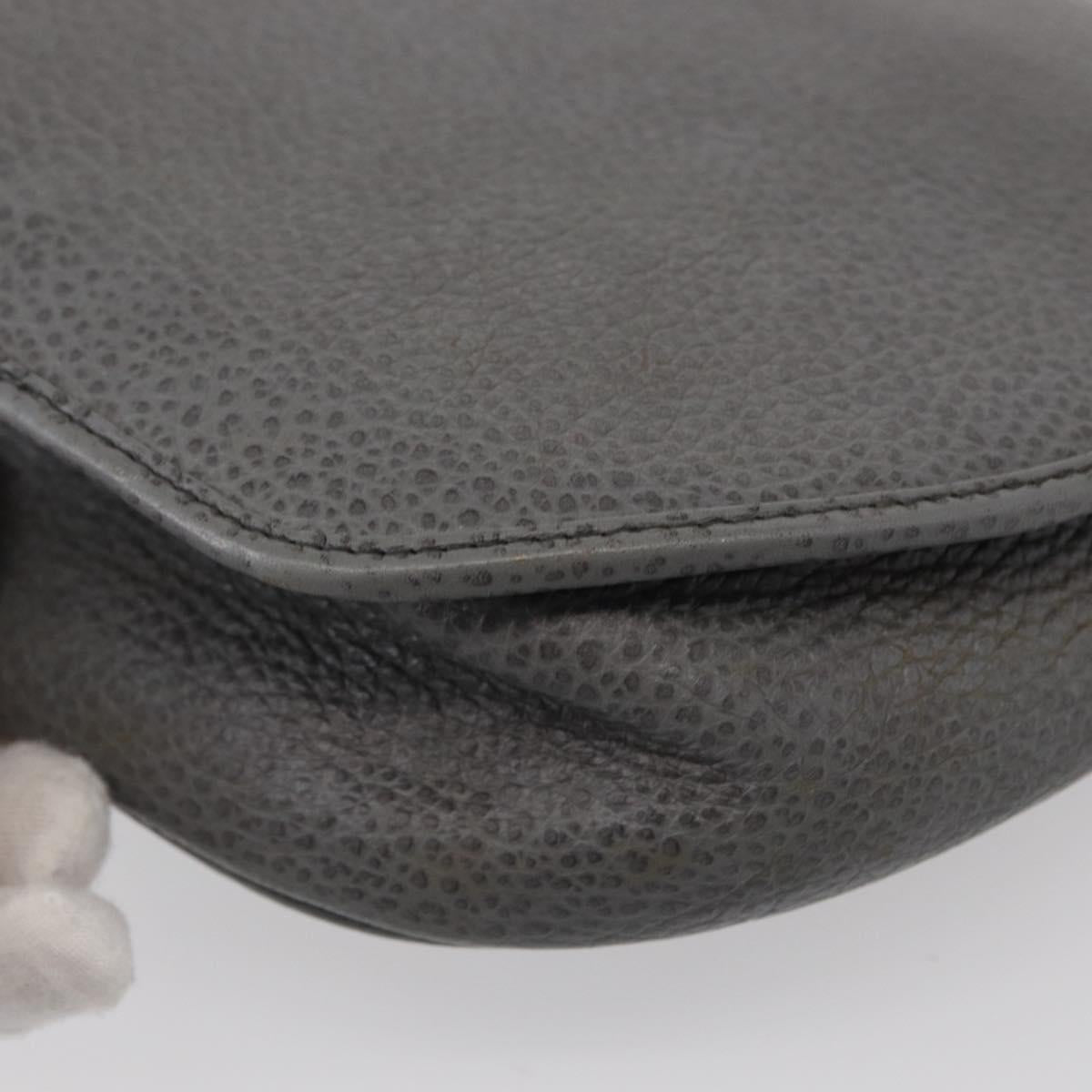 Christian Dior Shoulder Bag Leather Gray Gold Auth ka078