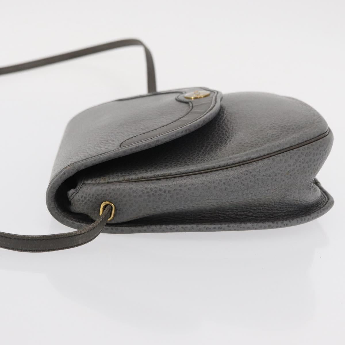 Christian Dior Shoulder Bag Leather Gray Gold Auth ka078