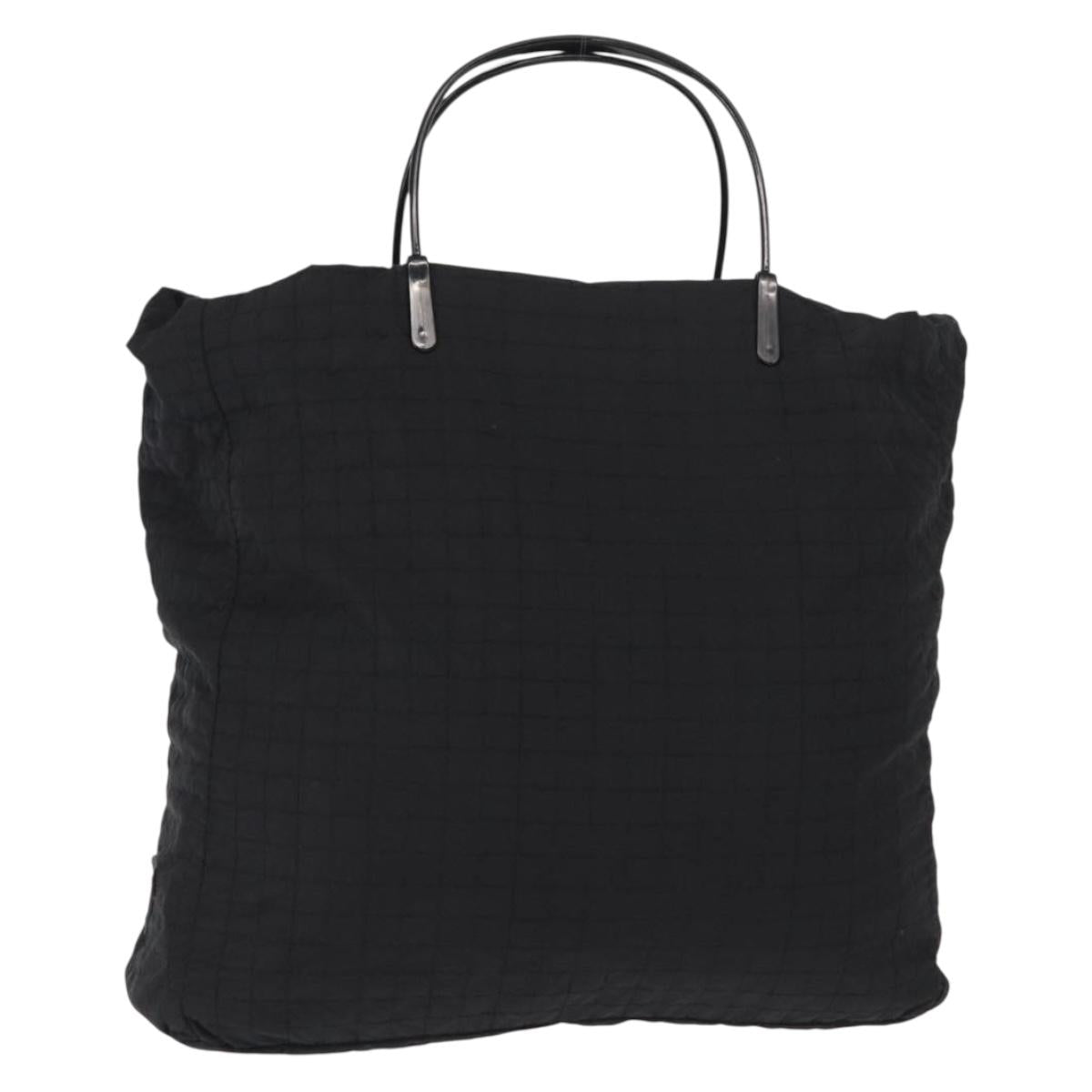 PRADA Hand Bag Nylon Black Silver Auth ka079