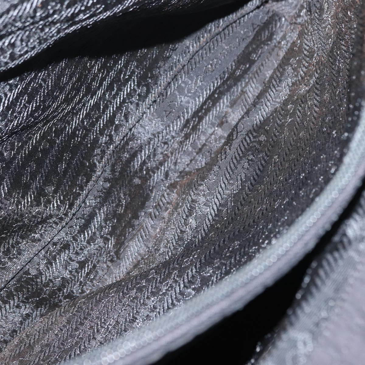 PRADA Hand Bag Nylon Black Silver Auth ka079