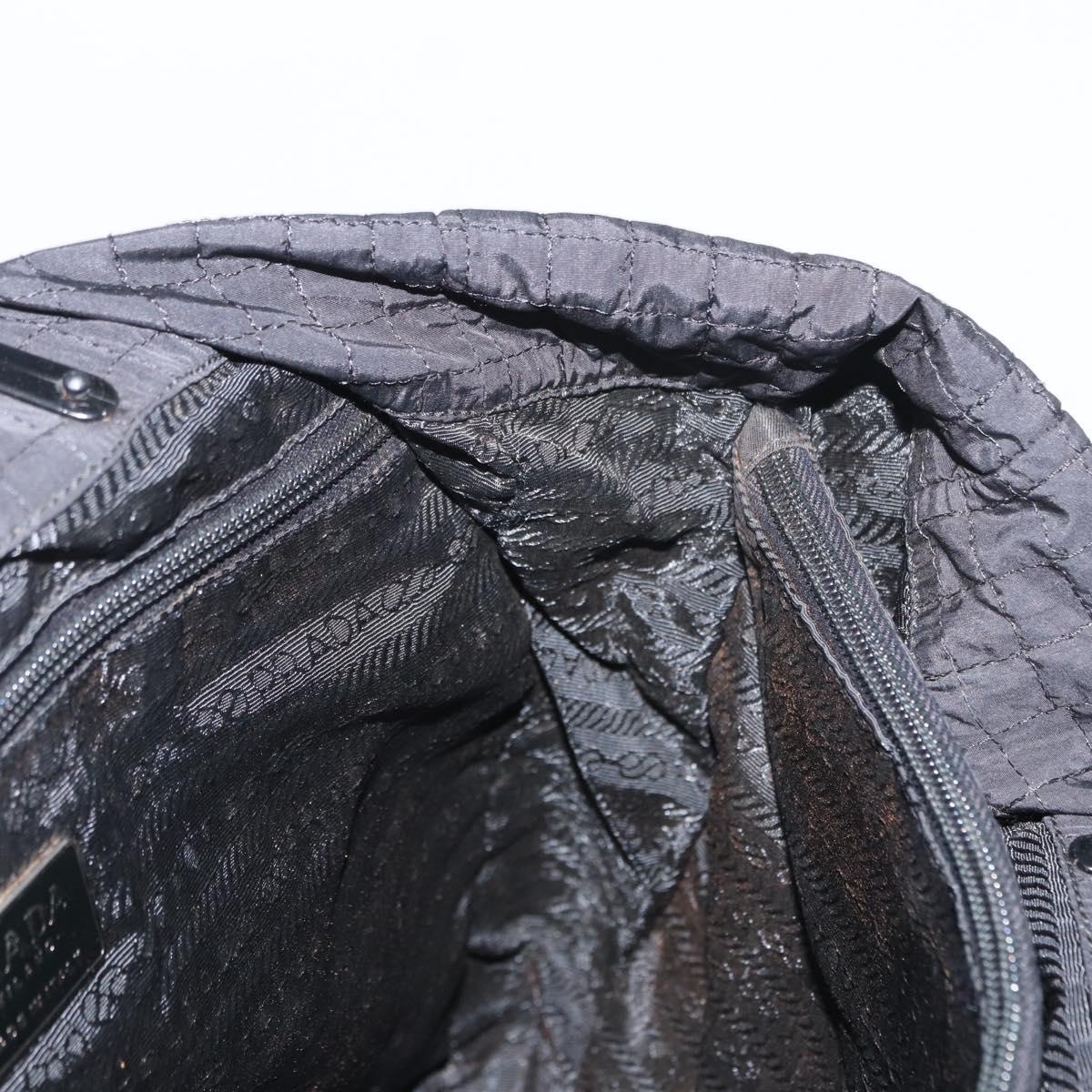 PRADA Hand Bag Nylon Black Silver Auth ka079