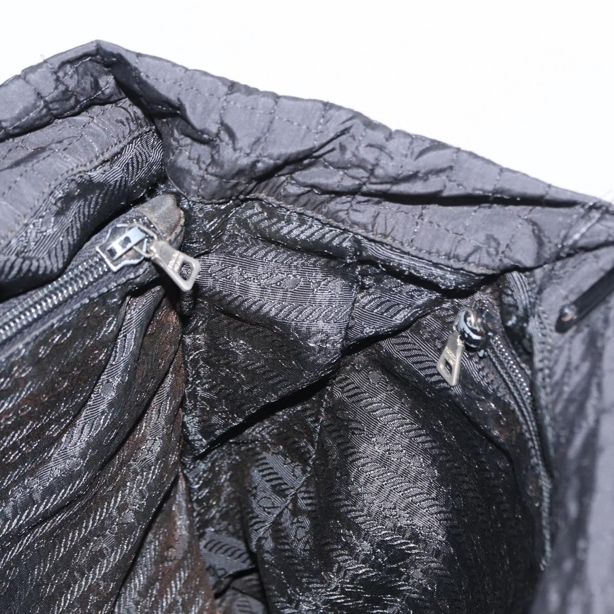 PRADA Hand Bag Nylon Black Silver Auth ka079