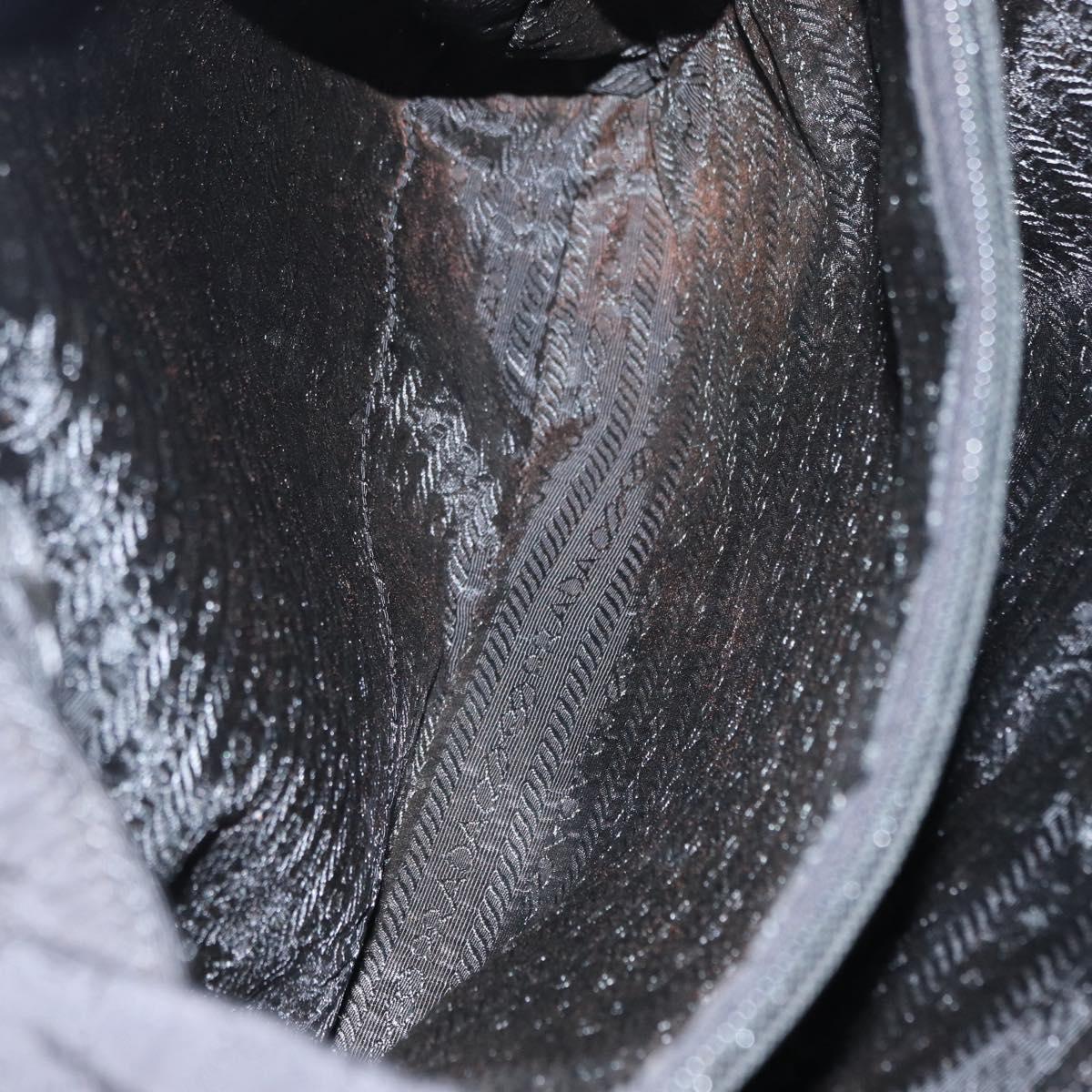 PRADA Hand Bag Nylon Black Silver Auth ka079