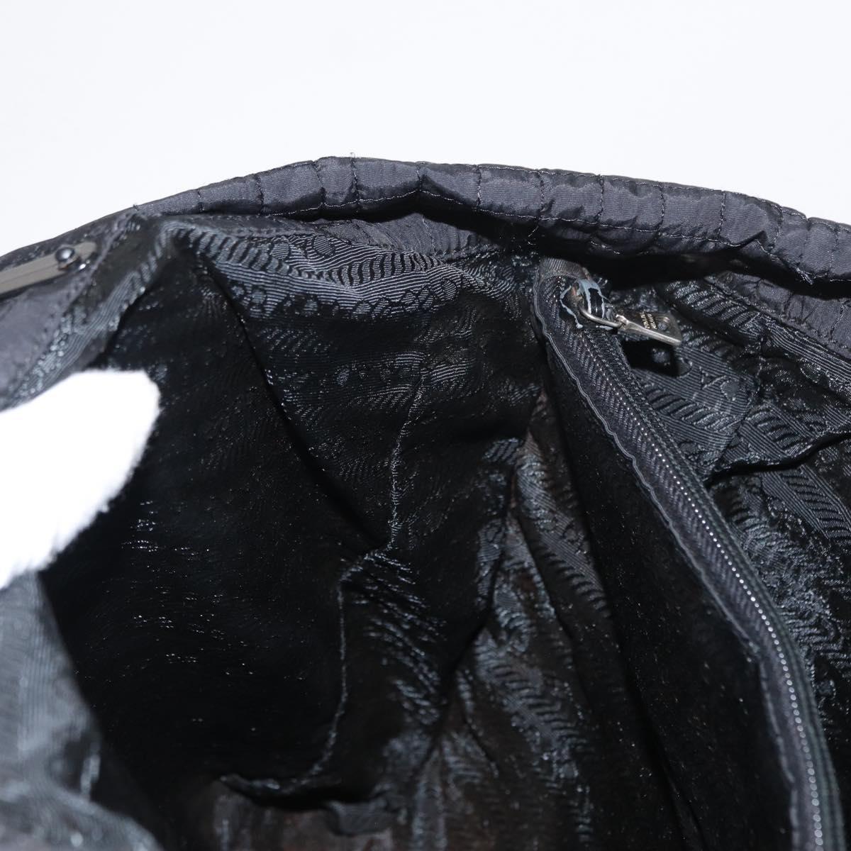 PRADA Hand Bag Nylon Black Silver Auth ka079