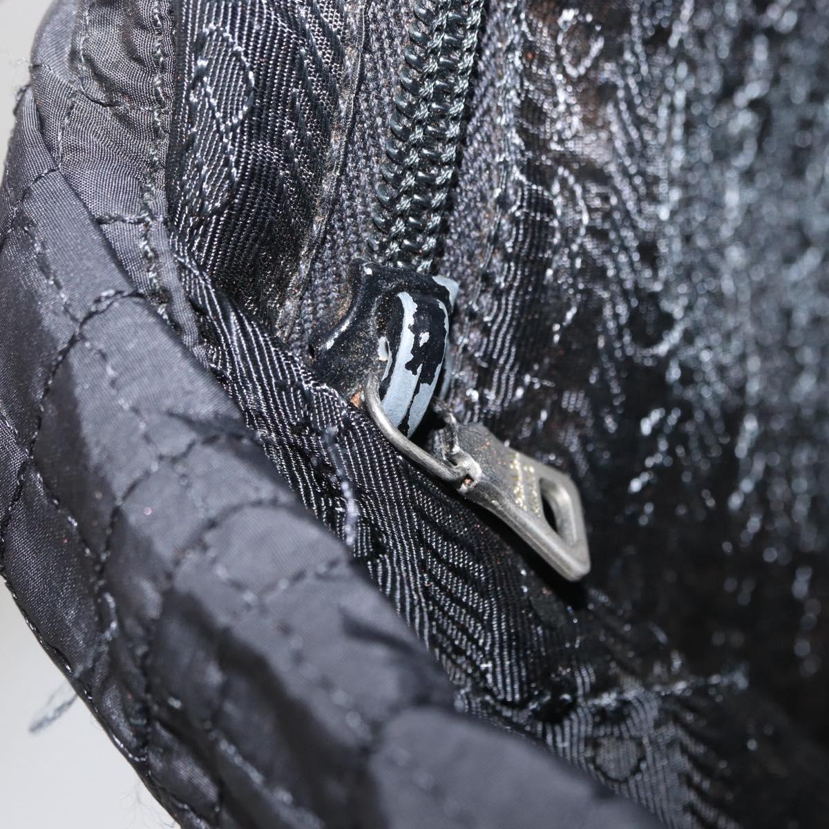 PRADA Hand Bag Nylon Black Silver Auth ka079