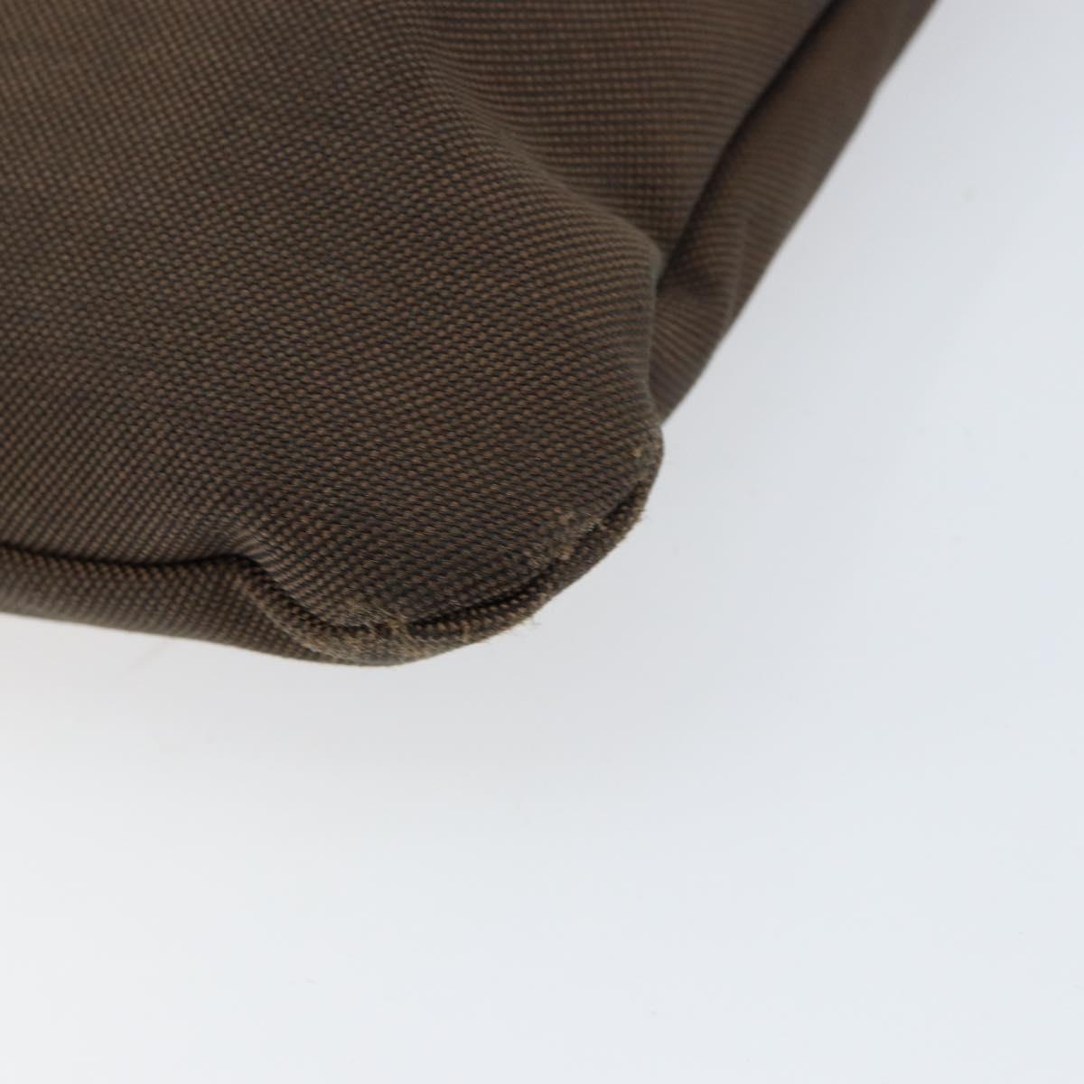 PRADA Shoulder Bag Canvas Dark Brown gold Auth ka080