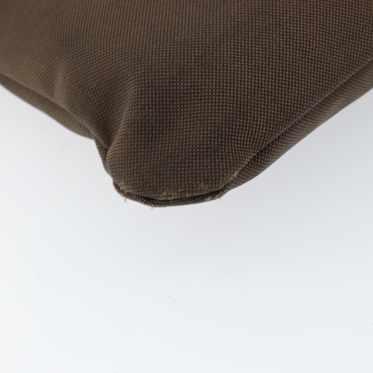 PRADA Shoulder Bag Canvas Dark Brown gold Auth ka080