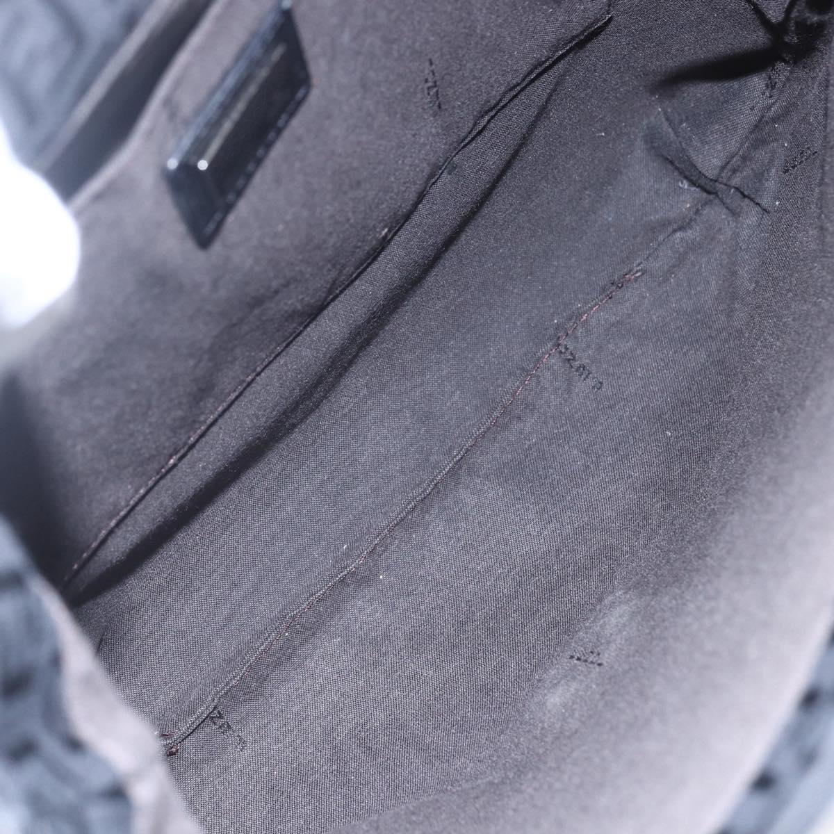 FENDI Zucchino Canvas Shoulder Bag Black Silver Auth ka081