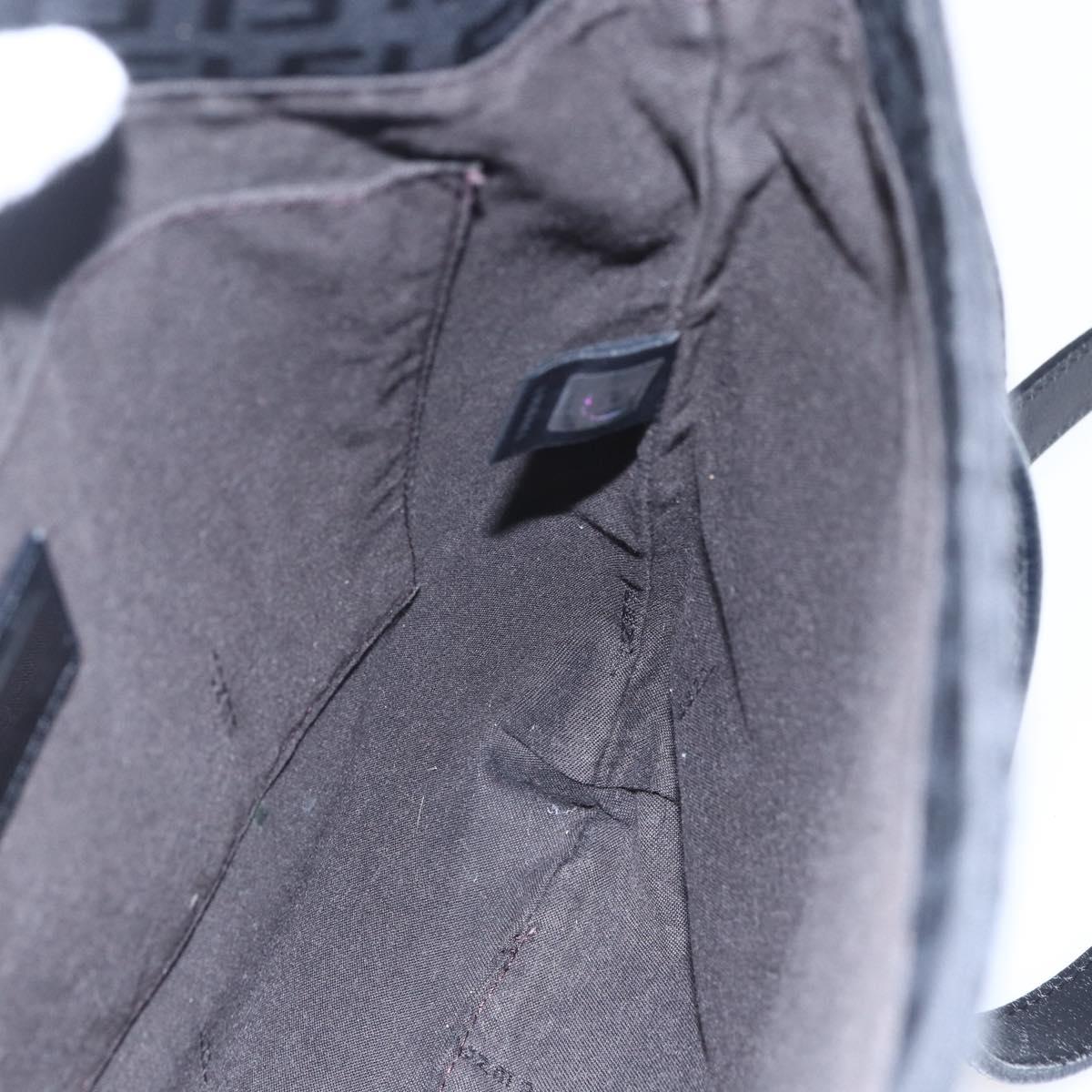 FENDI Zucchino Canvas Shoulder Bag Black Silver Auth ka081