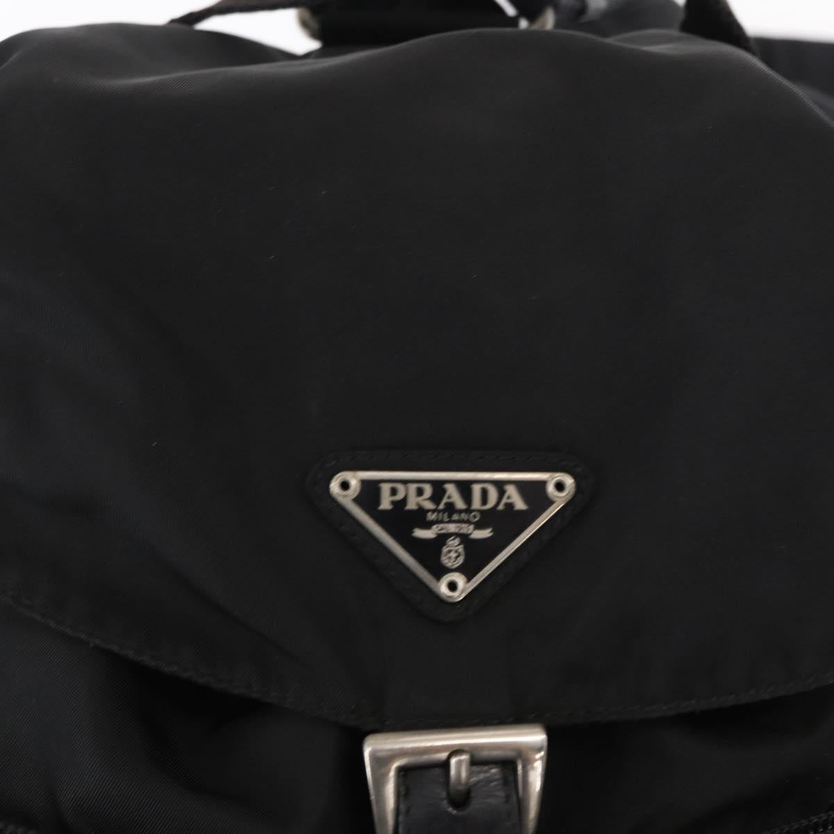 PRADA Backpack Nylon Black Silver Auth ka083