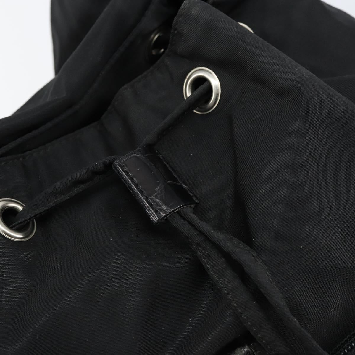 PRADA Embossing Backpack Nylon Black Silver Auth ka084