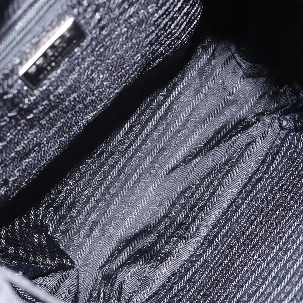 PRADA Embossing Backpack Nylon Black Silver Auth ka084