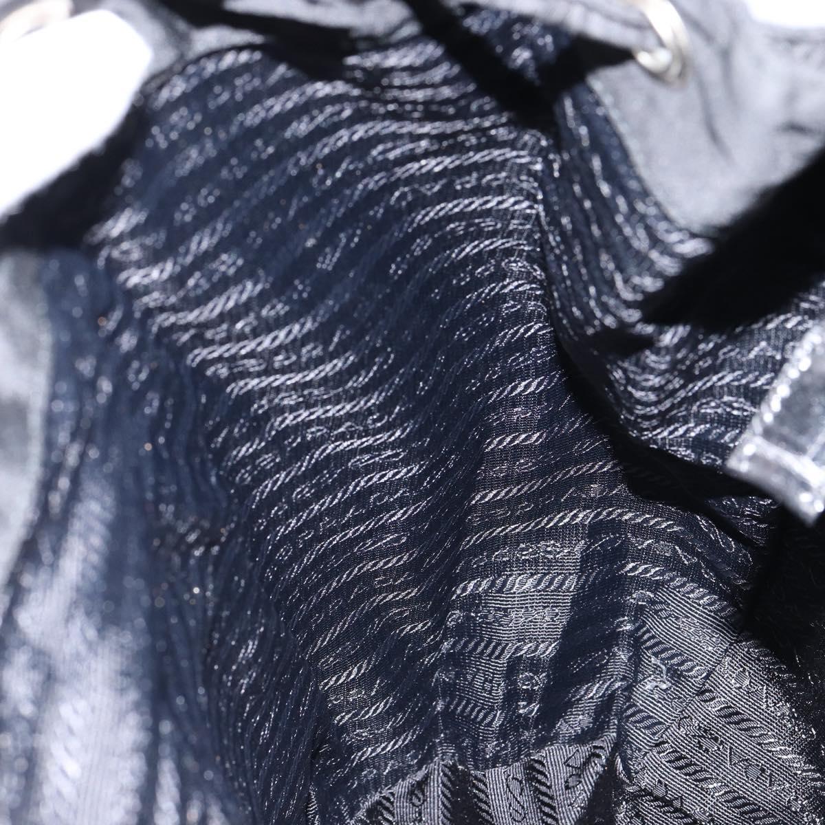 PRADA Embossing Backpack Nylon Black Silver Auth ka084