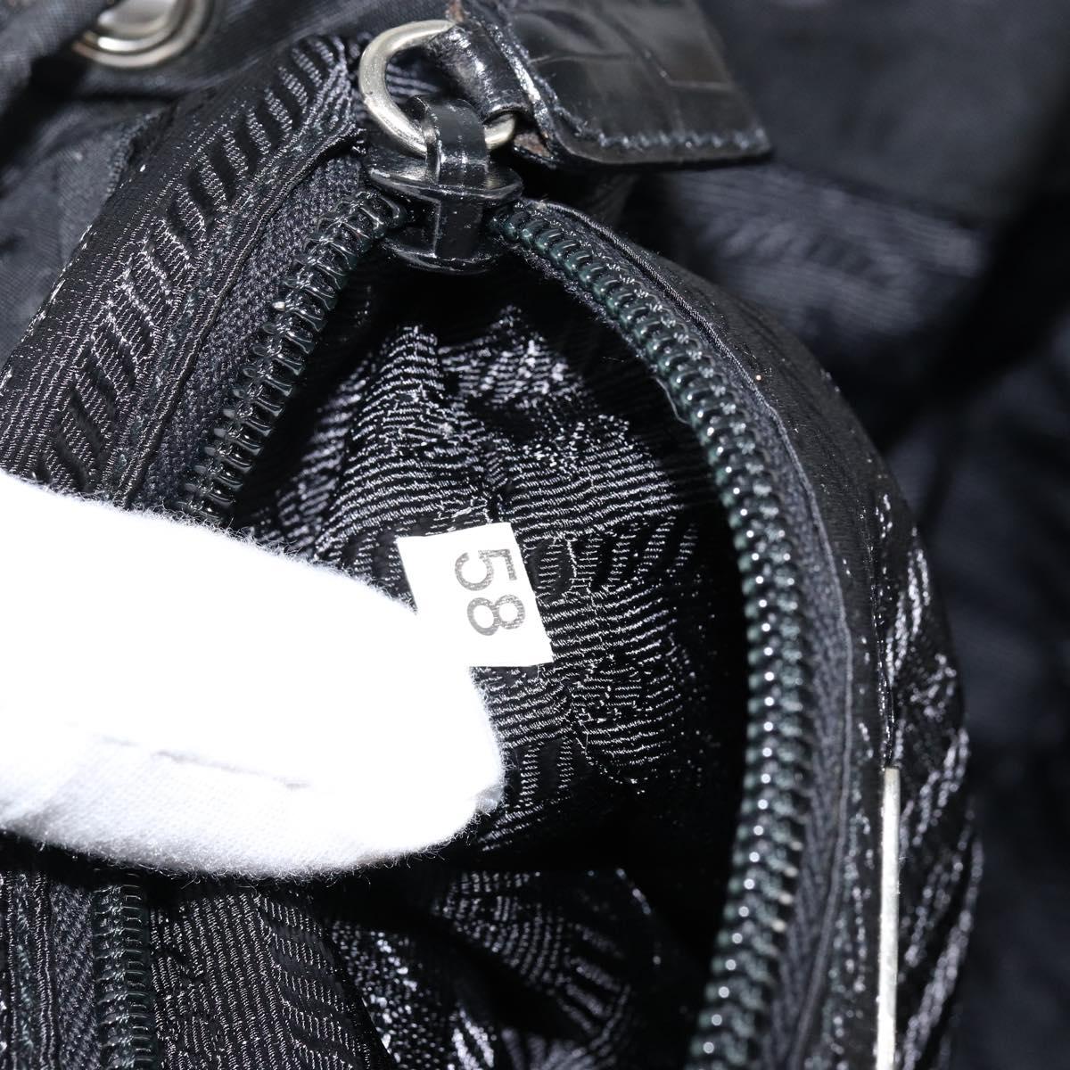 PRADA Embossing Backpack Nylon Black Silver Auth ka084