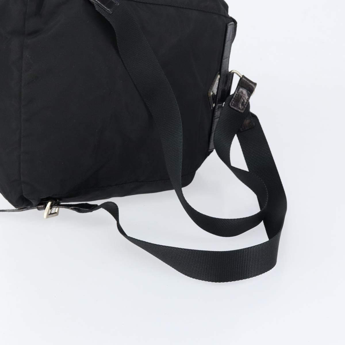 PRADA Embossing Backpack Nylon Black Silver Auth ka084