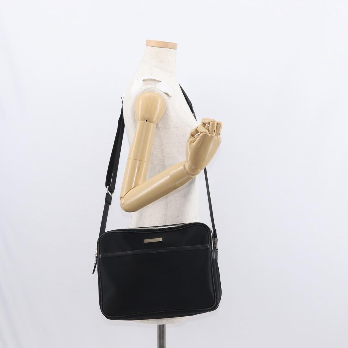 BURBERRY Shoulder Bag Nylon Black Silver Auth ka086