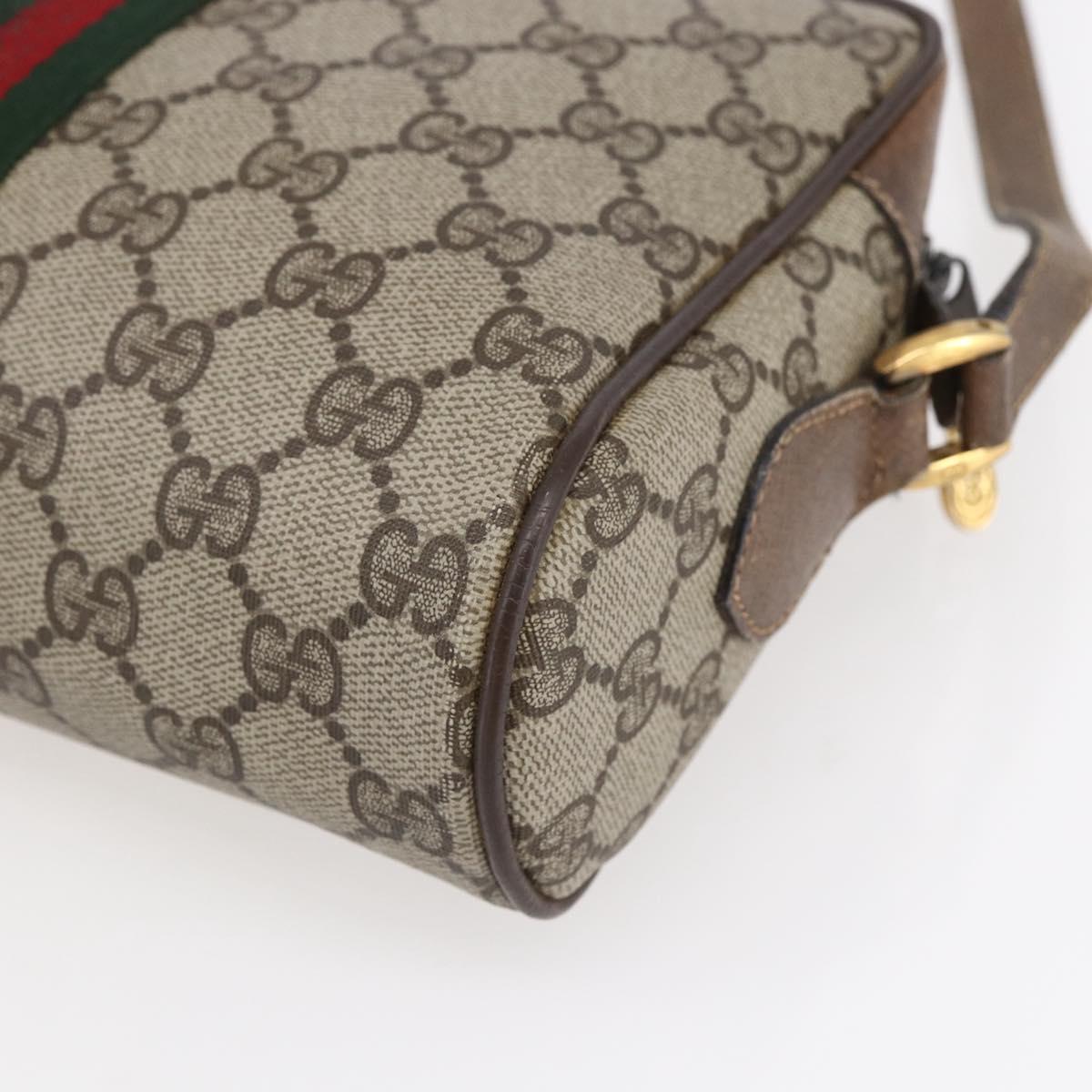 GUCCI GG Supreme Web Sherry Line Bag PVC Beige Gold 56 02 004 Auth ka088