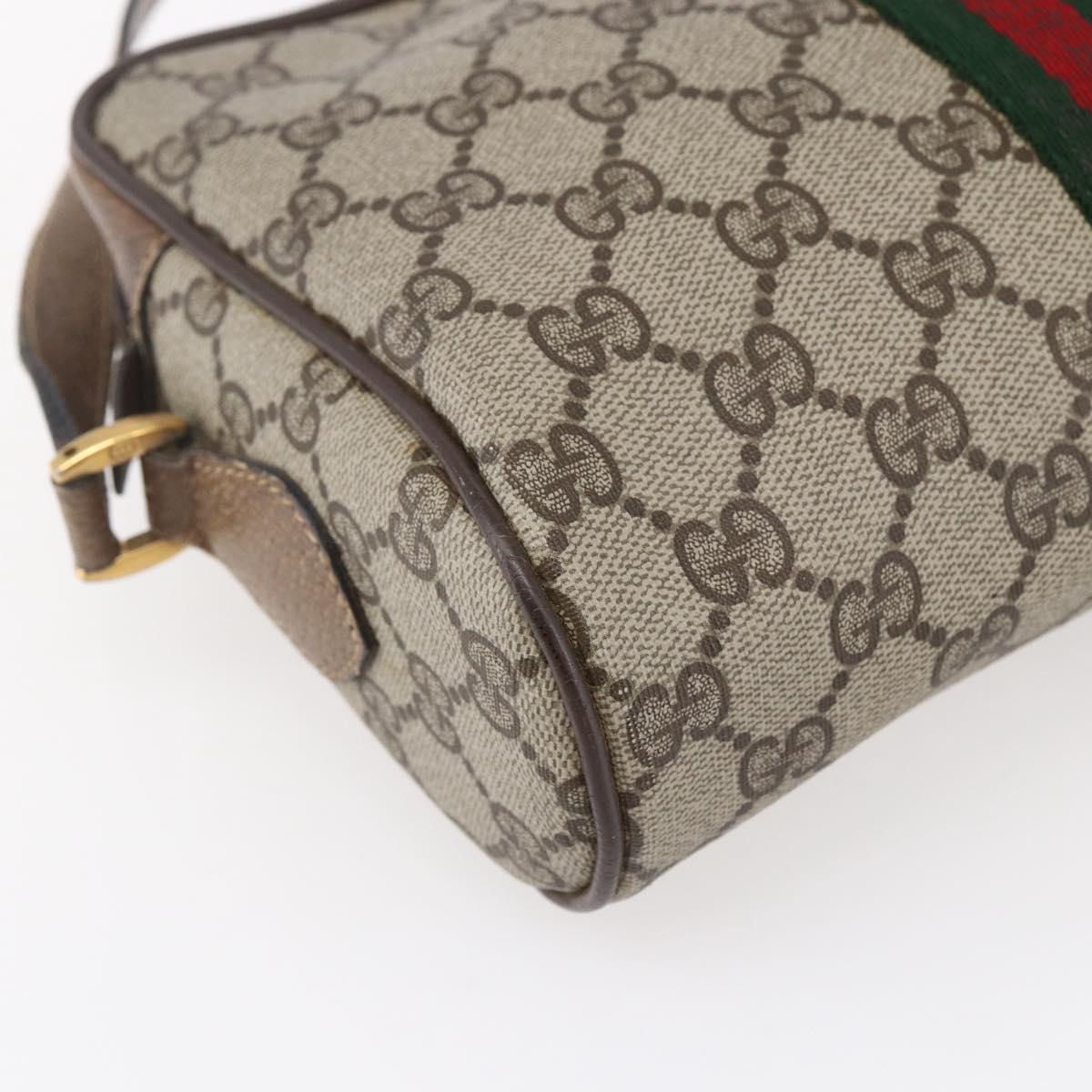 GUCCI GG Supreme Web Sherry Line Bag PVC Beige Gold 56 02 004 Auth ka088
