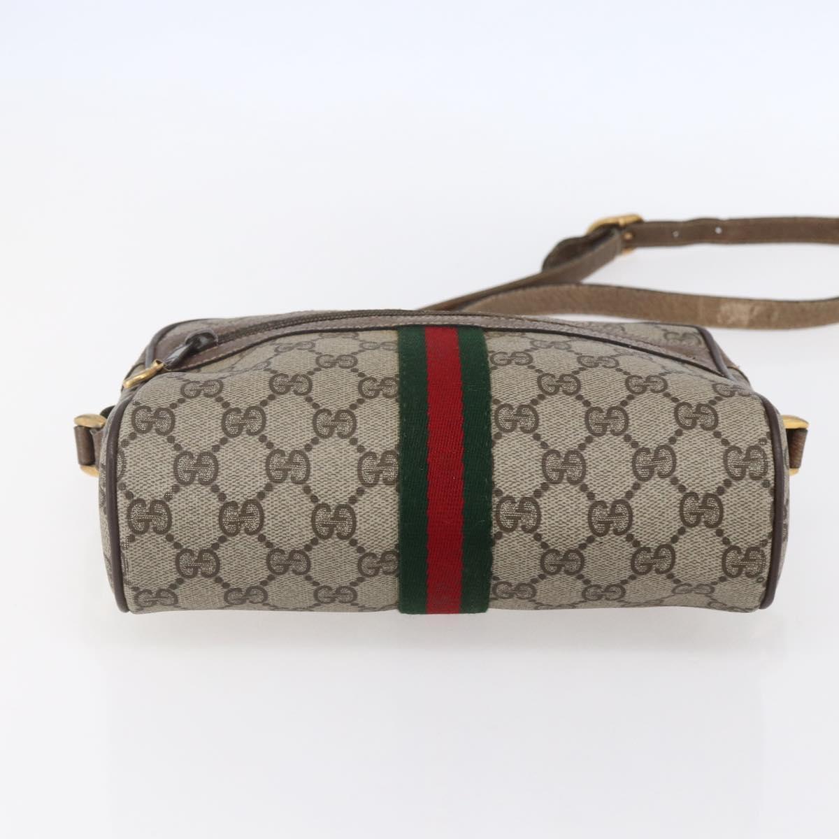GUCCI GG Supreme Web Sherry Line Bag PVC Beige Gold 56 02 004 Auth ka088