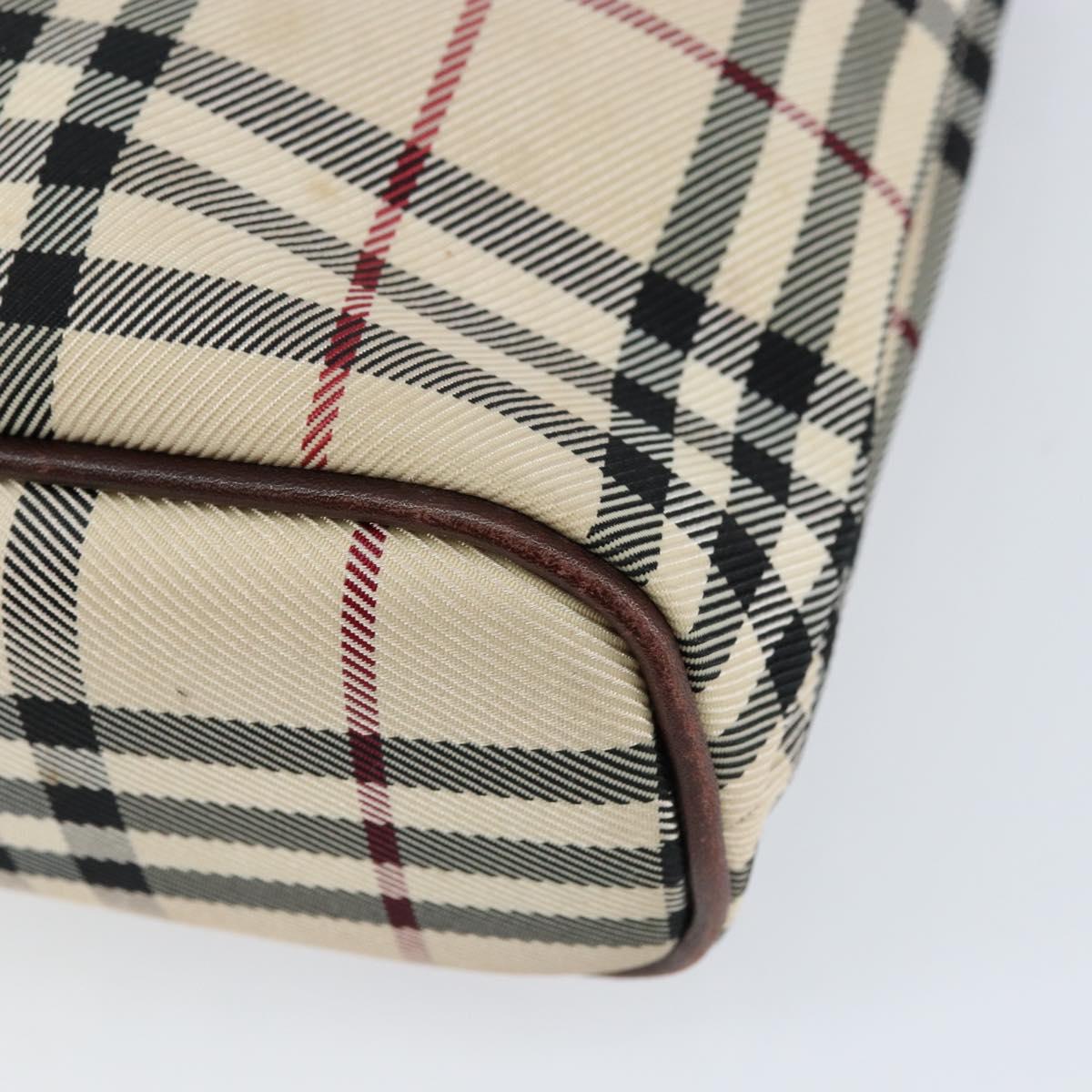 BURBERRY Nova Check Hand Bag Canvas Beige Gold Auth ka090