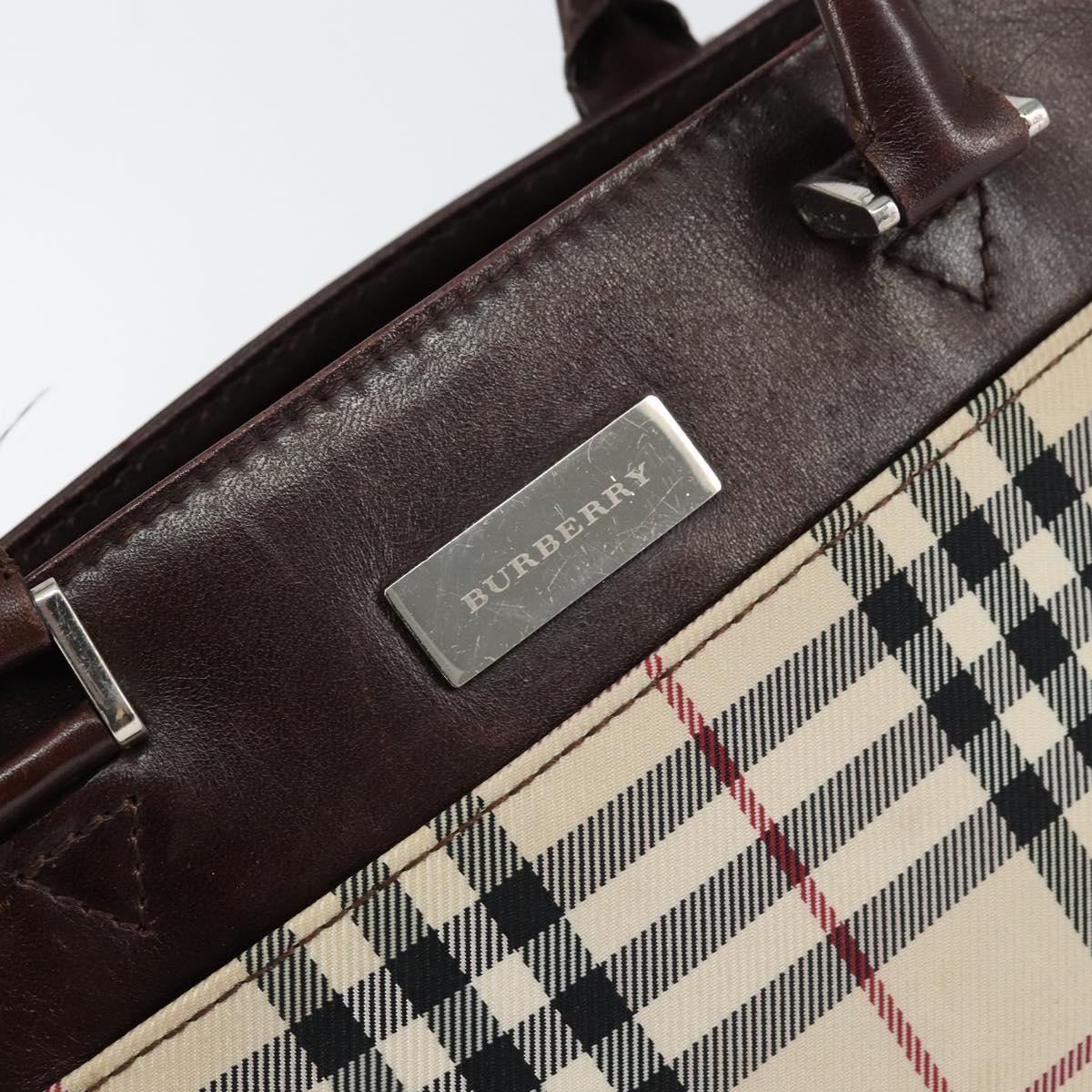 BURBERRY Nova Check Hand Bag Canvas Beige Gold Auth ka090