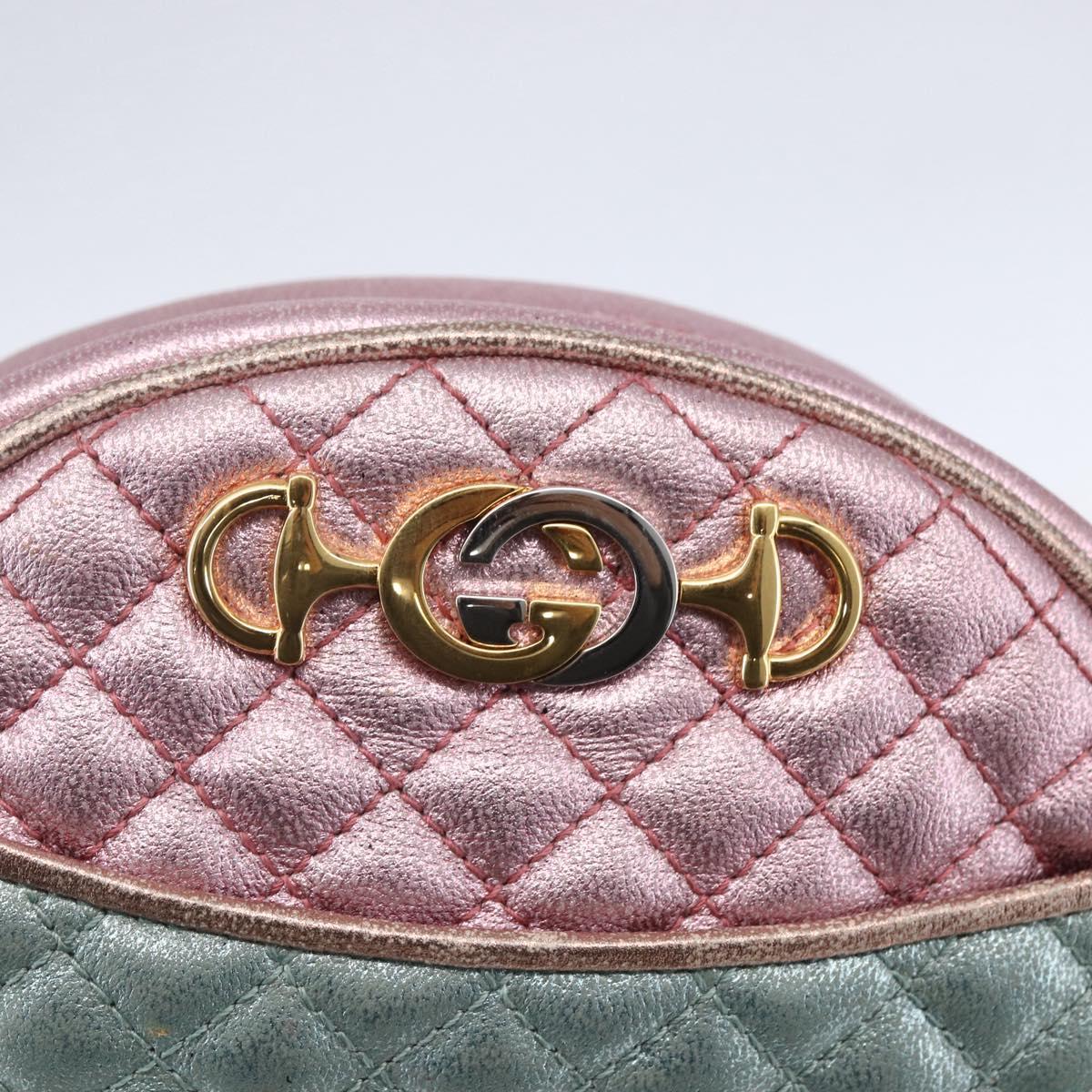 GUCCI Shoulder Bag Lamb Skin Light Blue Gold 534951 Auth ka093