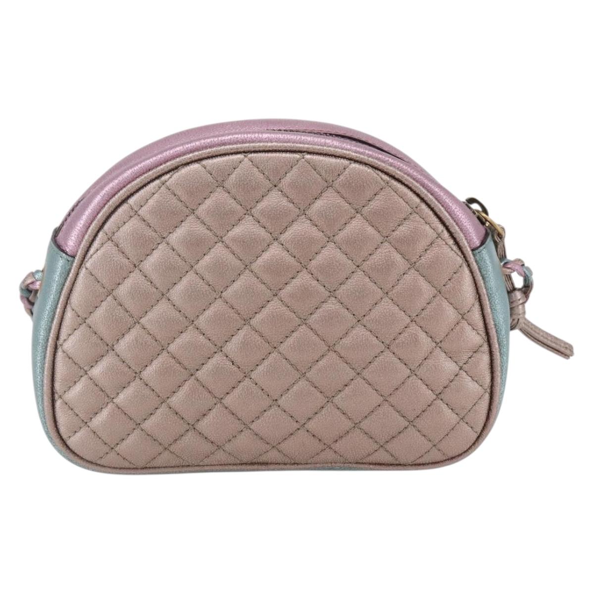 GUCCI Shoulder Bag Lamb Skin Light Blue Gold 534951 Auth ka093