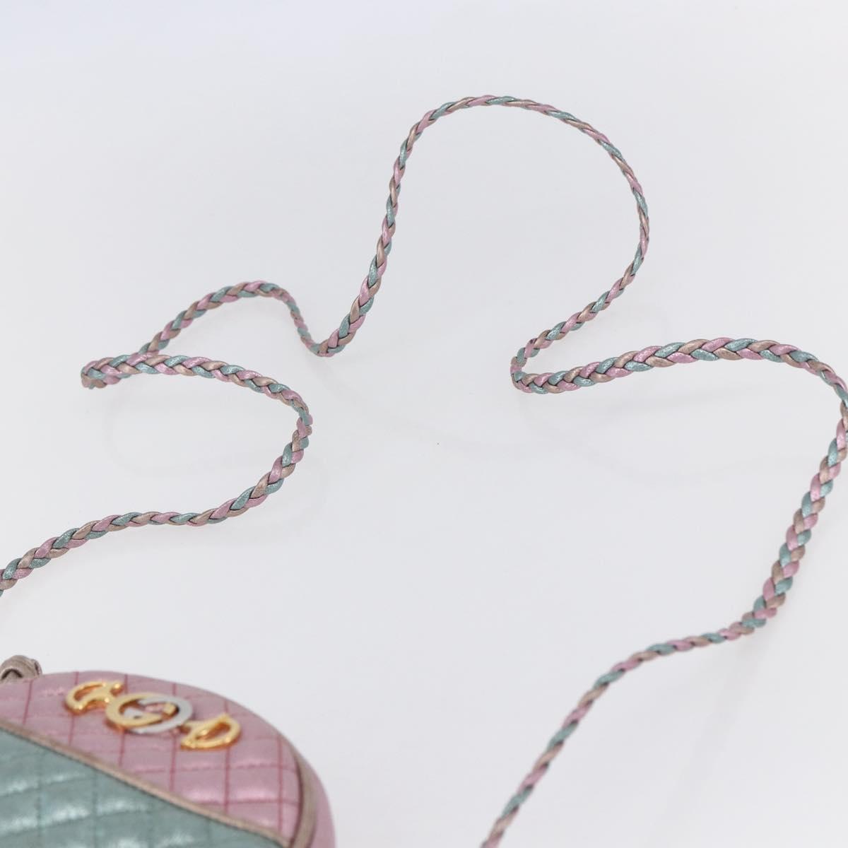 GUCCI Shoulder Bag Lamb Skin Light Blue Gold 534951 Auth ka093