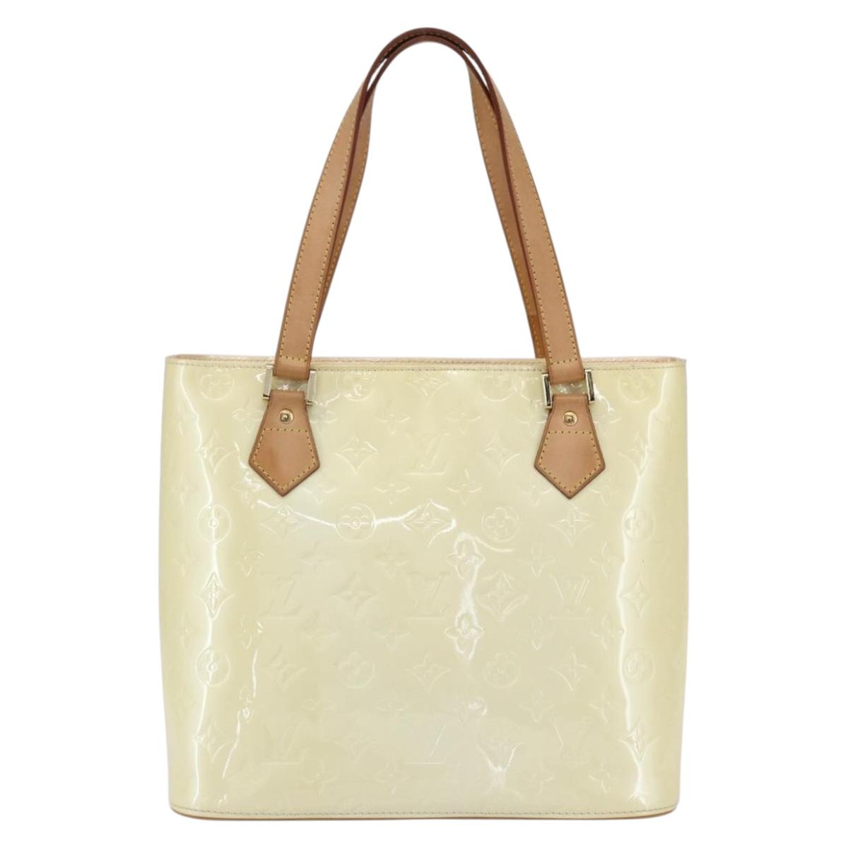 LOUIS VUITTON Monogram Vernis Houston Hand Bag Lime Yellow M91055 LV Auth ka094