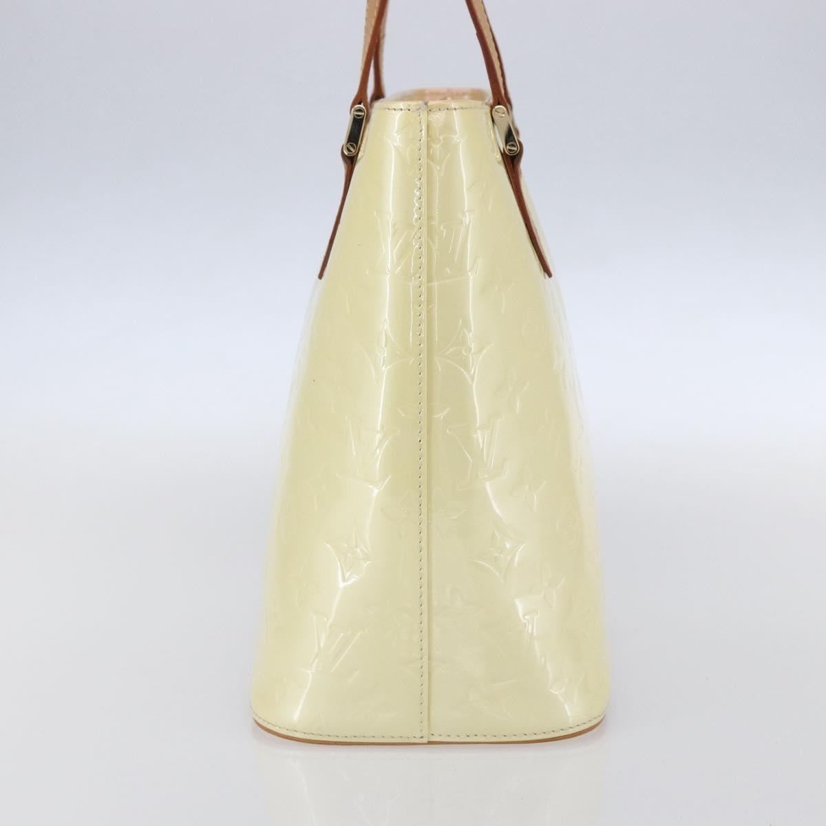 LOUIS VUITTON Monogram Vernis Houston Hand Bag Lime Yellow M91055 LV Auth ka094