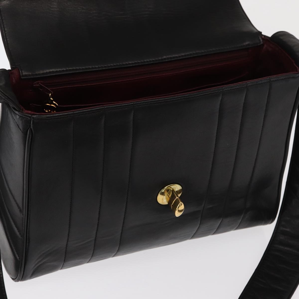 CHANEL New Mademoiselle Shoulder Bag Lamb Skin Black Silver CC Auth ka096V