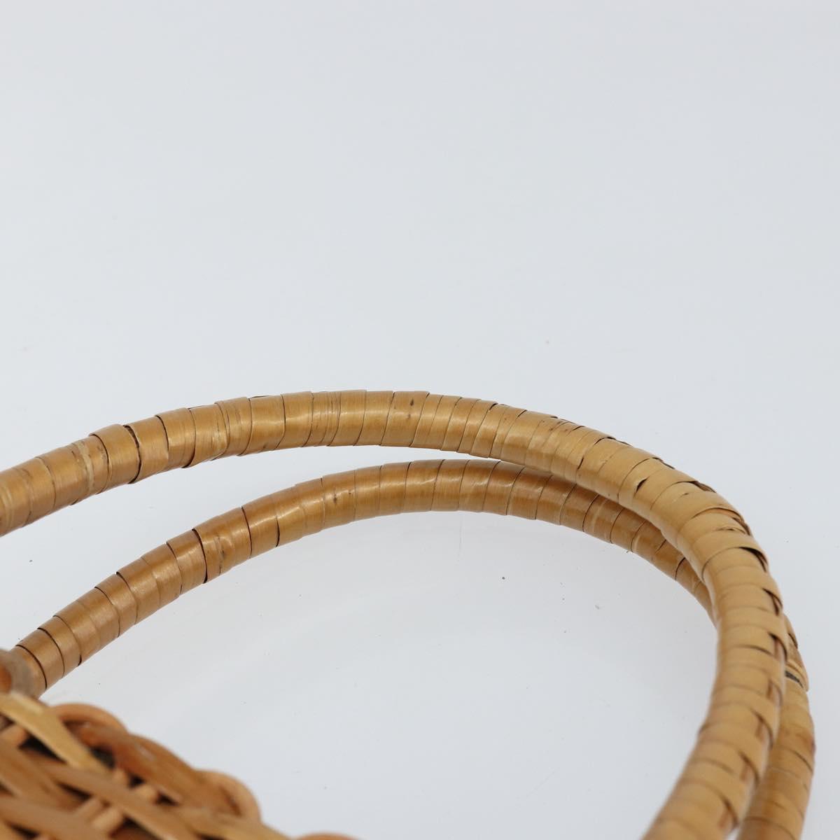 FENDI Hand Bag Rattan Brown Gold Auth ka098