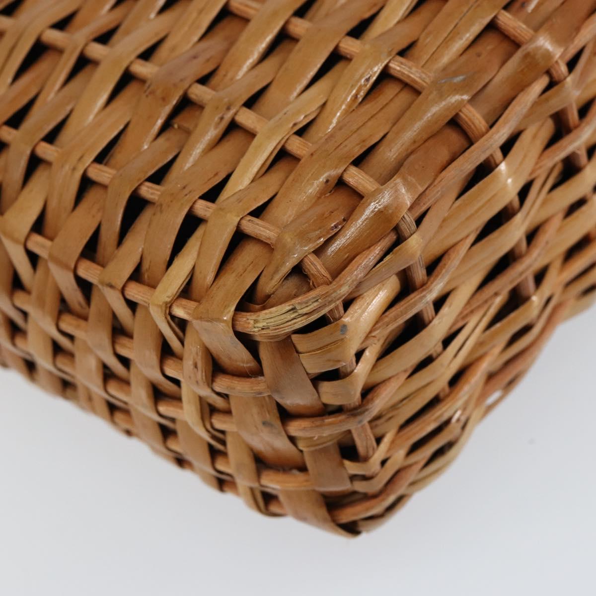 FENDI Hand Bag Rattan Brown Gold Auth ka098