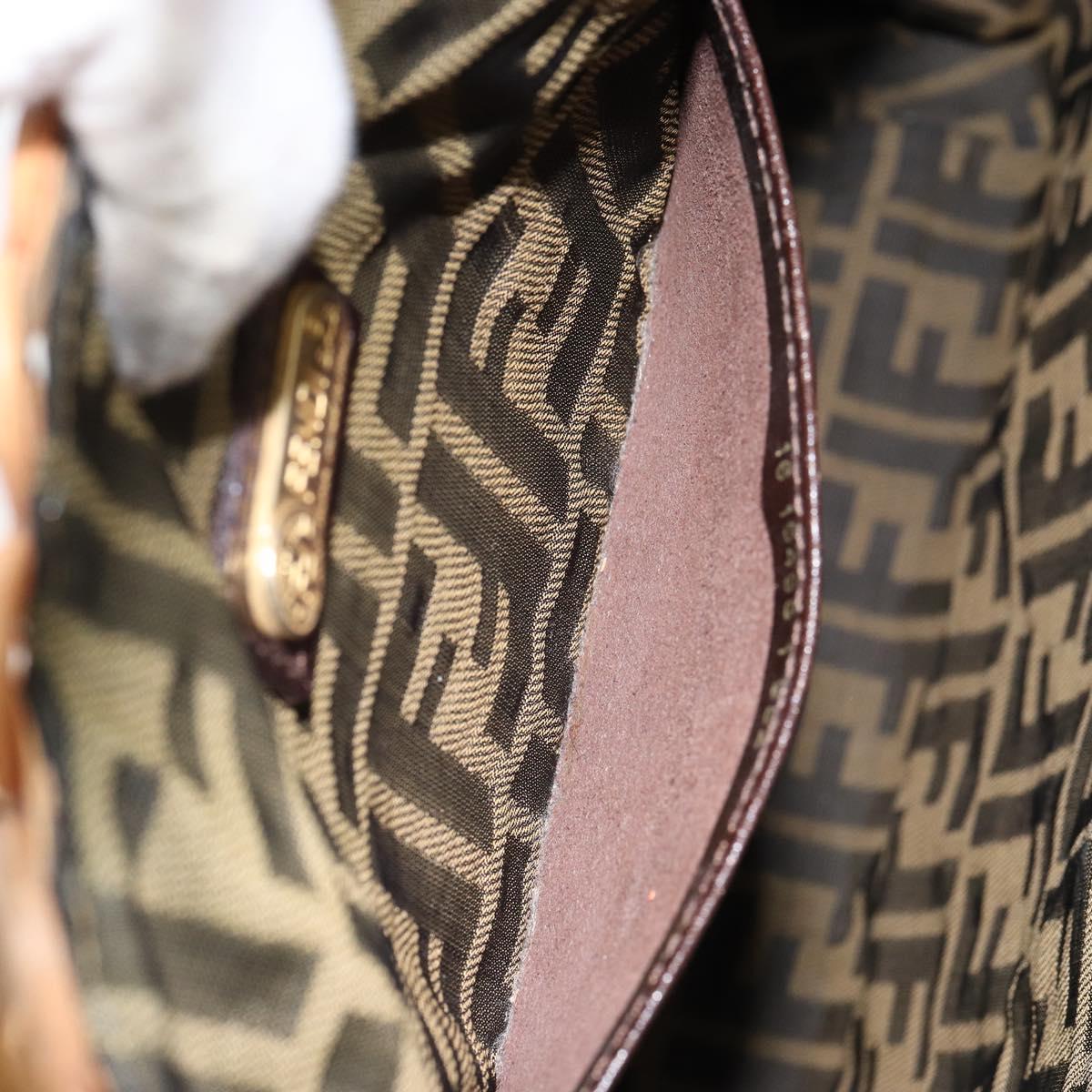 FENDI Hand Bag Rattan Brown Gold Auth ka098