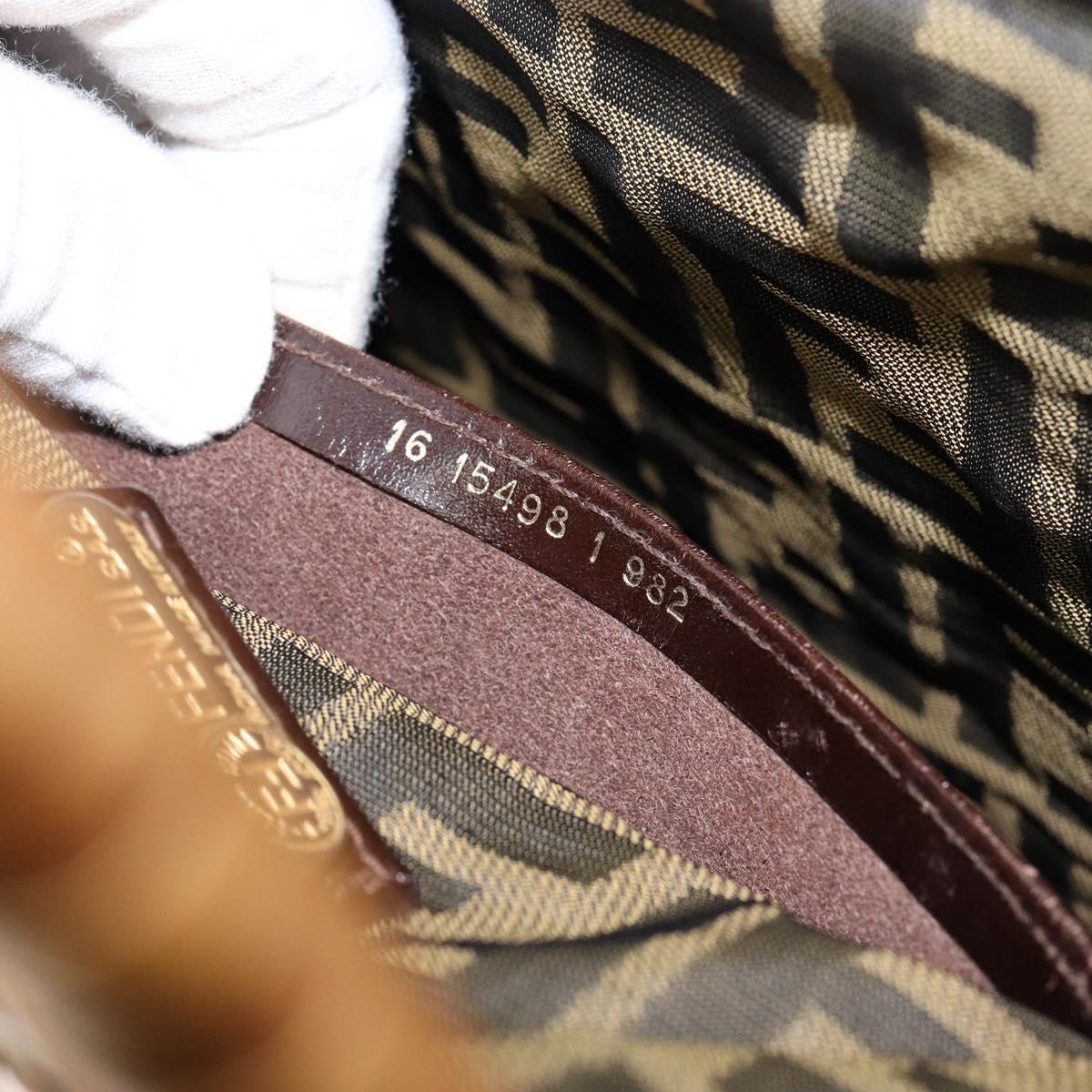 FENDI Hand Bag Rattan Brown Gold Auth ka098