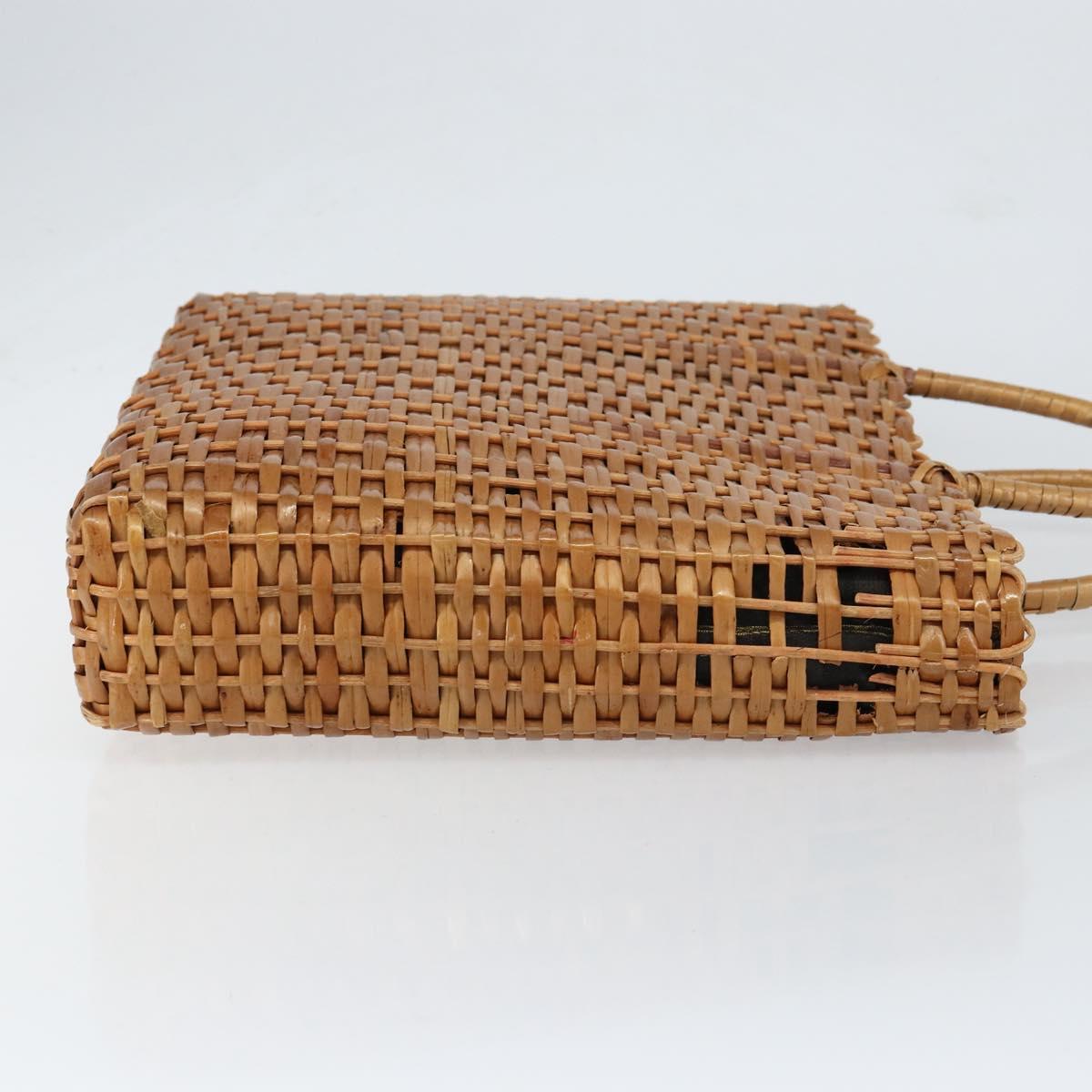 FENDI Hand Bag Rattan Brown Gold Auth ka098