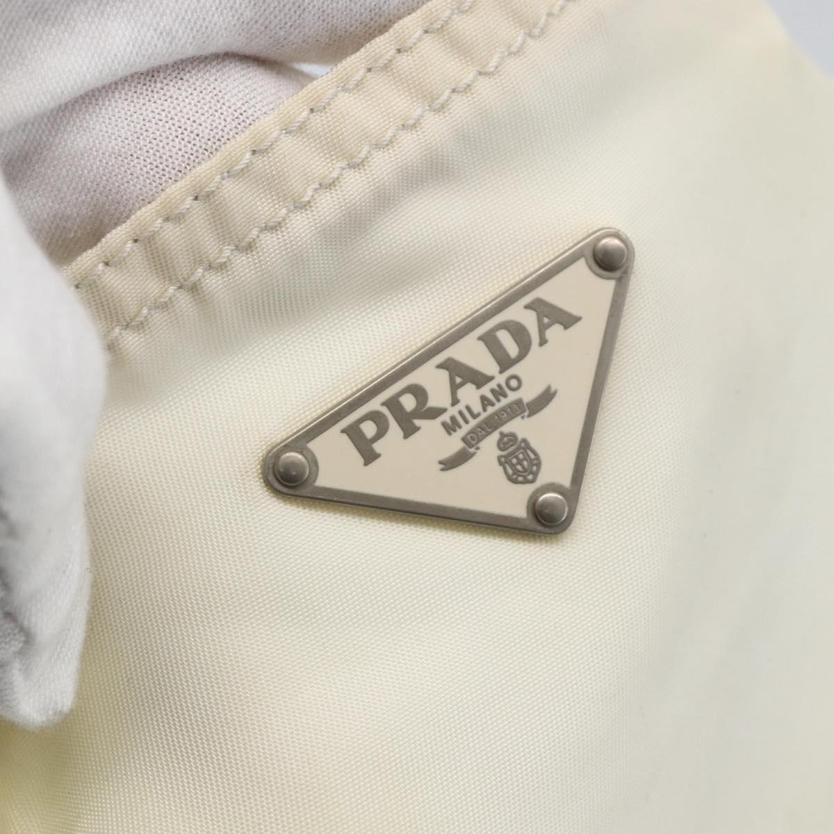 PRADA Tote Bag Nylon White Silver Auth ka1005
