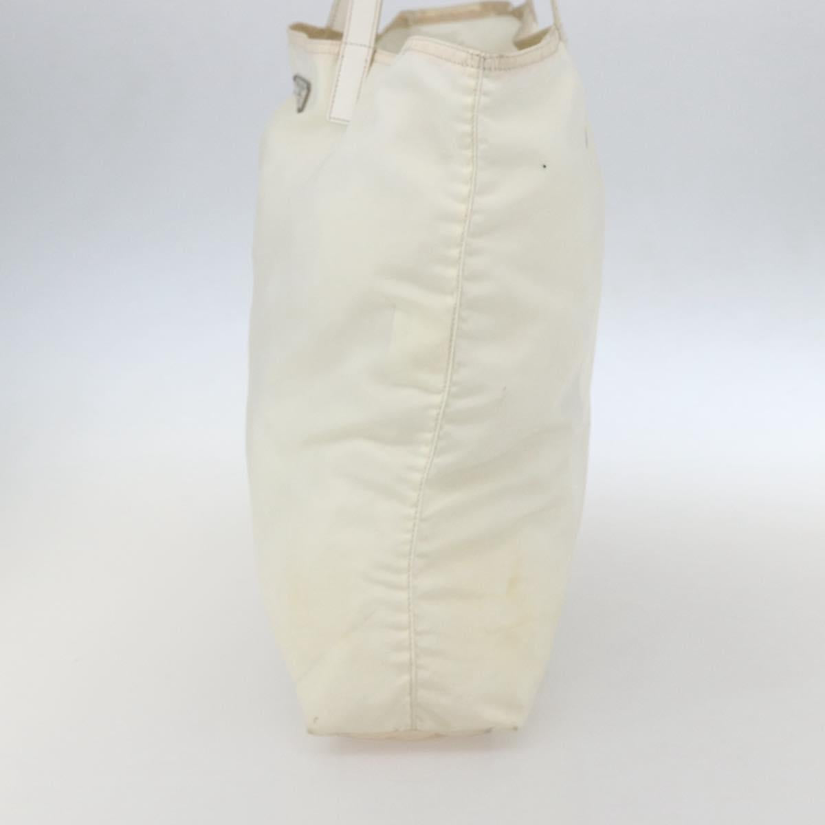 PRADA Tote Bag Nylon White Silver Auth ka1005