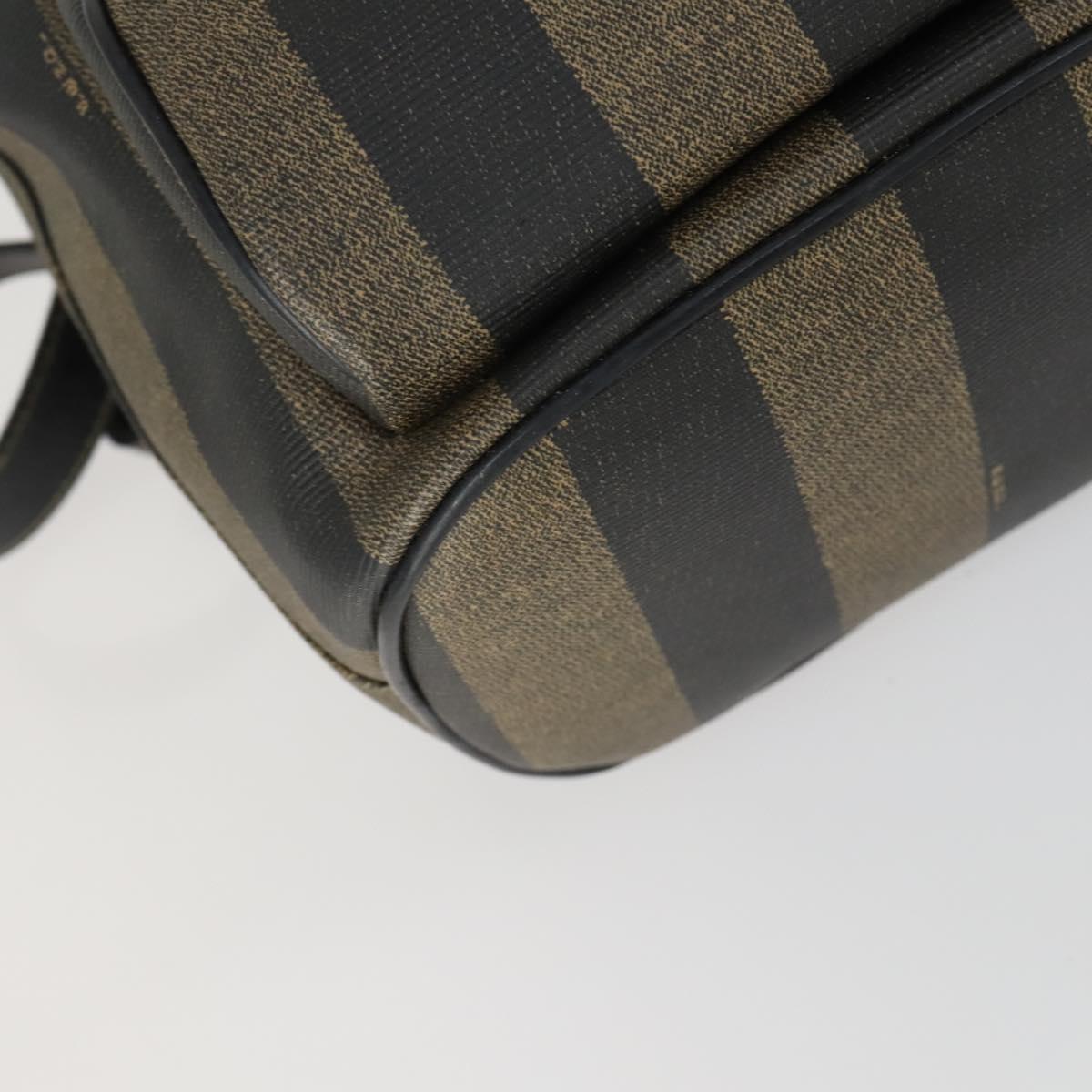 FENDI Pecan Canvas Backpack PVC Brown Black gold Auth ka1008