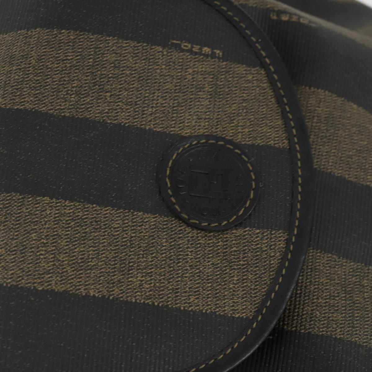 FENDI Pecan Canvas Backpack PVC Brown Black gold Auth ka1008