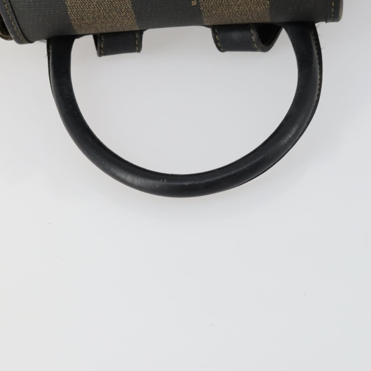 FENDI Pecan Canvas Backpack PVC Brown Black gold Auth ka1008