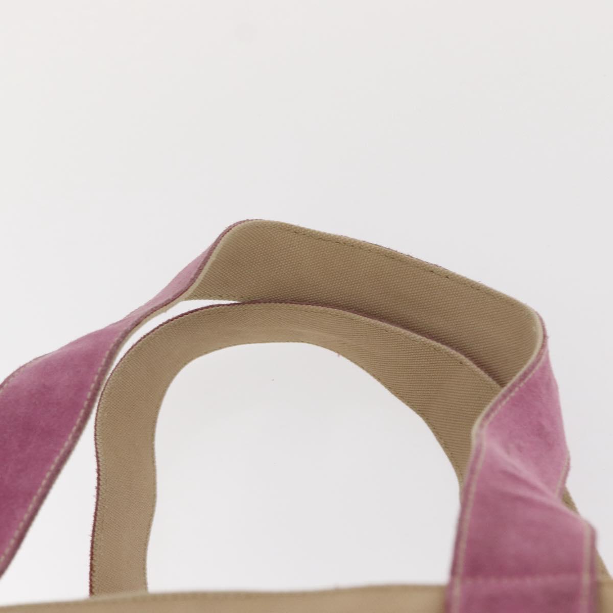 PRADA Tote Bag Canvas Beige Silver Auth ka101