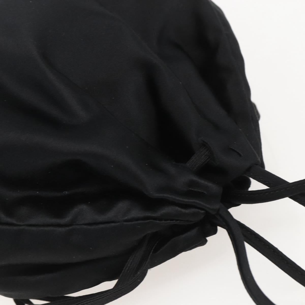 PRADA Purse Hand Bag Satin Black Auth ka1010