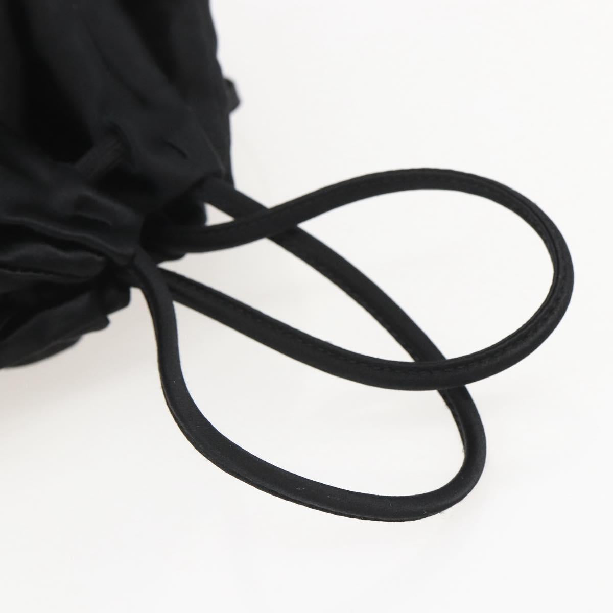 PRADA Purse Hand Bag Satin Black Auth ka1010