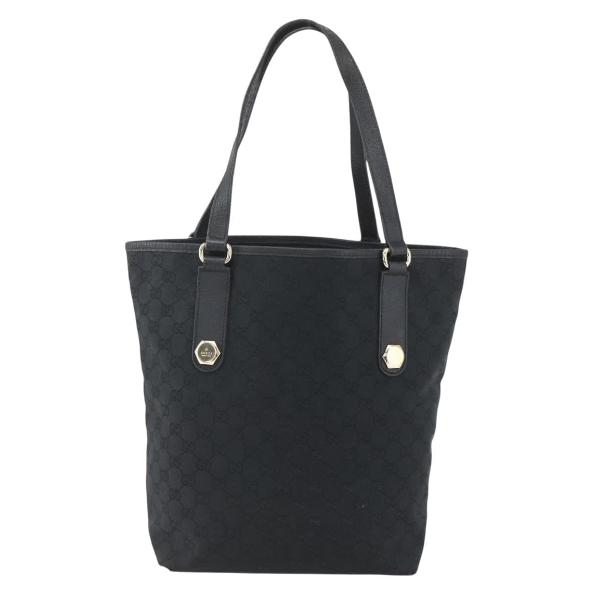 GUCCI GG Canvas Tote Bag Black Gold 153009 Auth ka1012