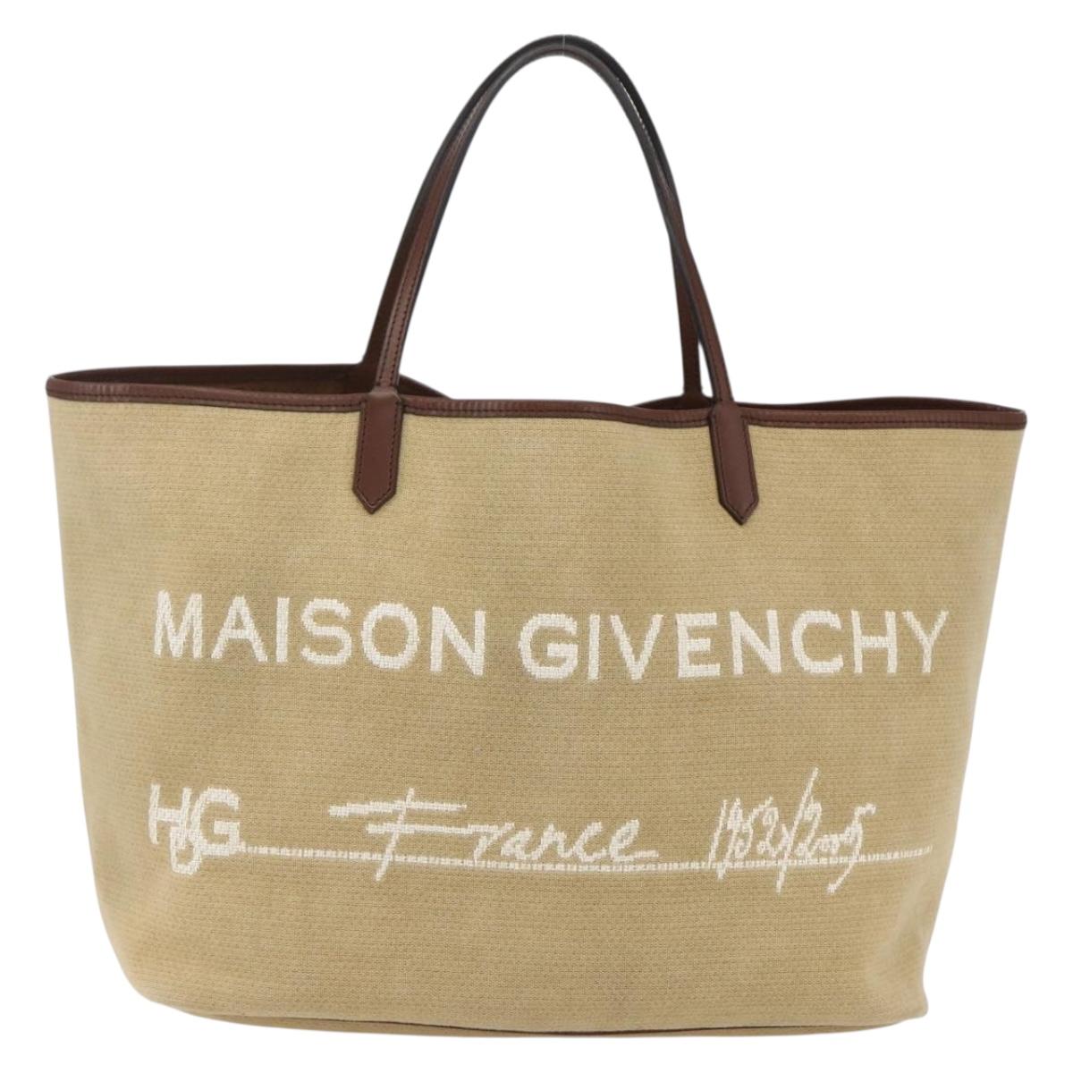 GIVENCHY Tote Bag Canvas Beige Auth ka1015