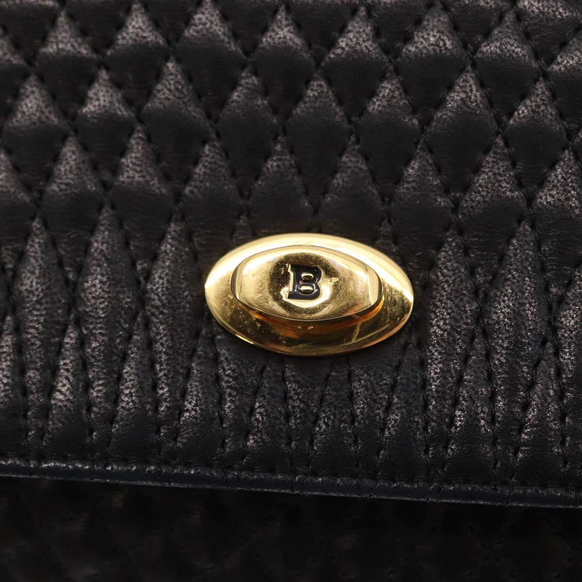 BALLY Hand Bag Leather Black Gold Auth ka1020