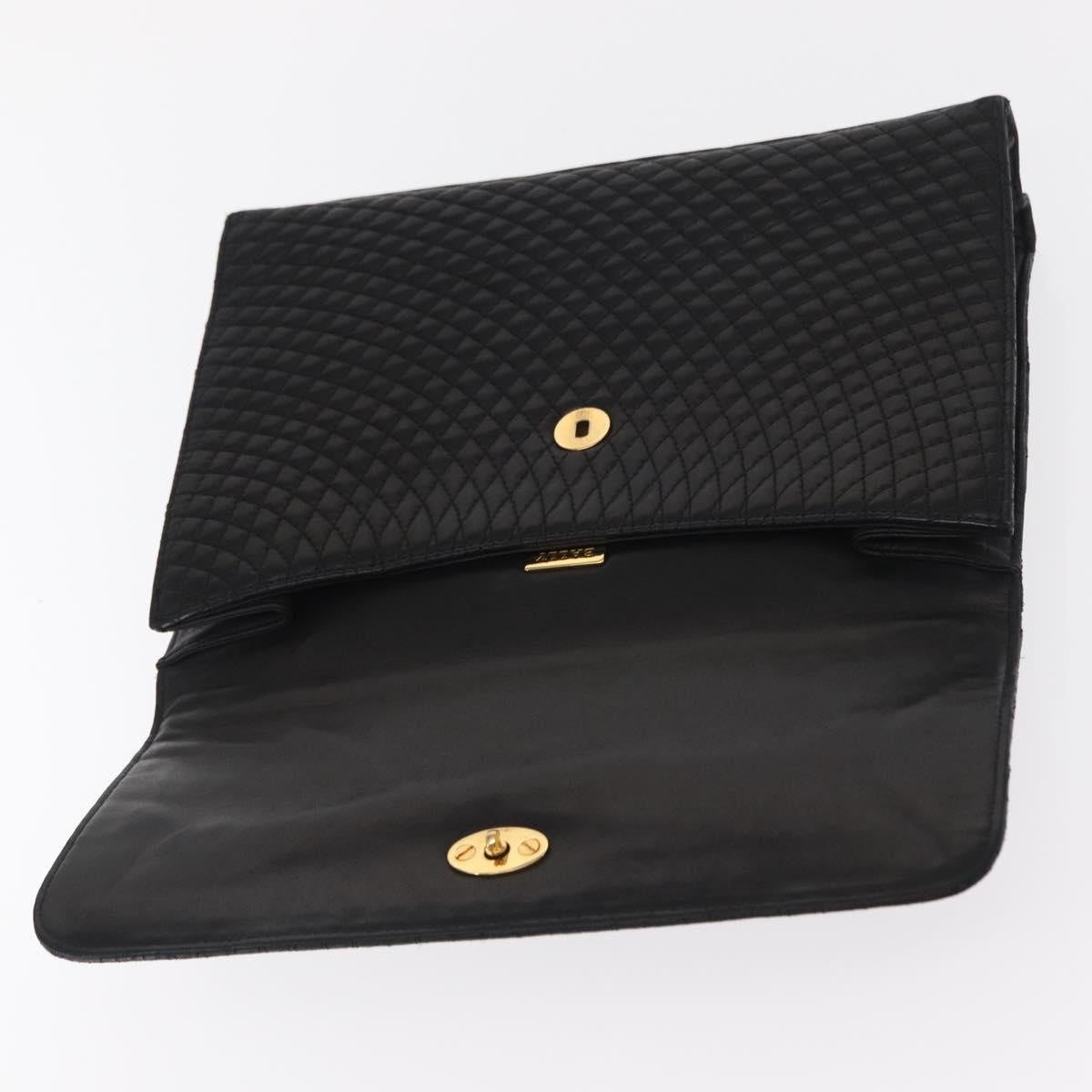 BALLY Hand Bag Leather Black Gold Auth ka1020