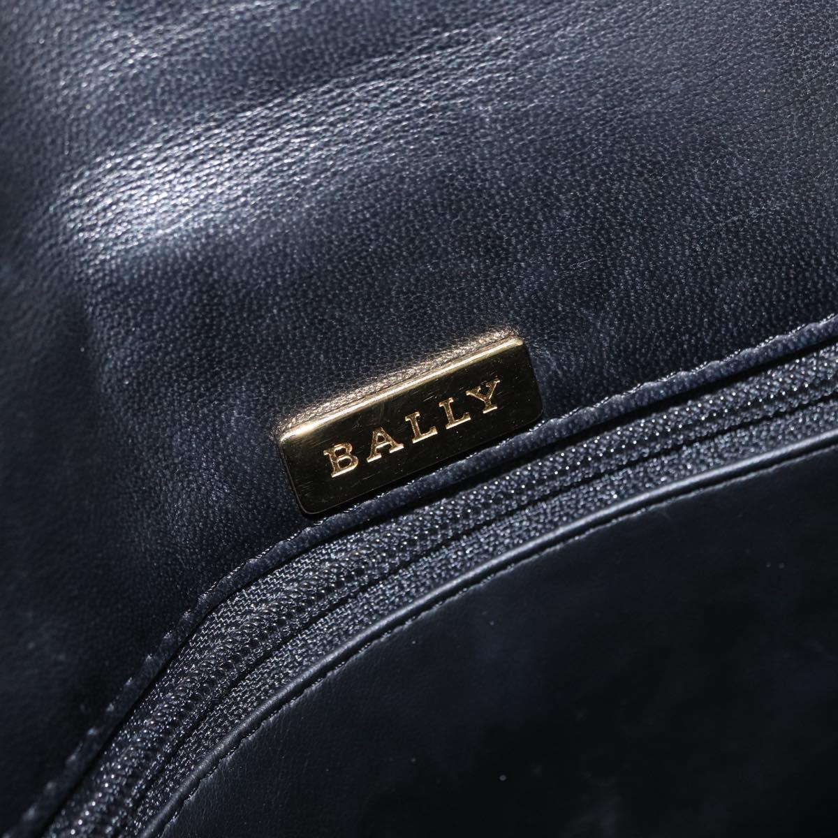 BALLY Hand Bag Leather Black Gold Auth ka1020